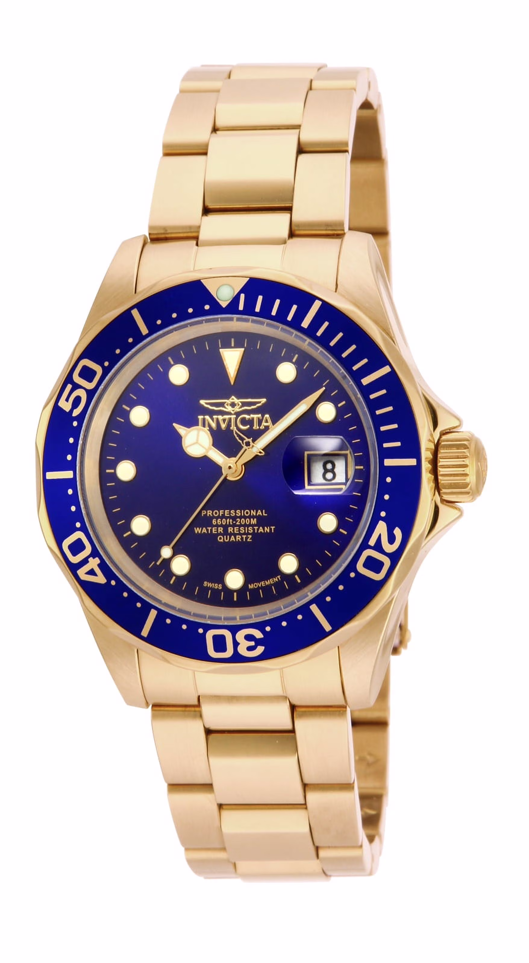 Invicta Men's 17058 Pro Diver Analog Blue Dial Swiss Quartz Gold Watch