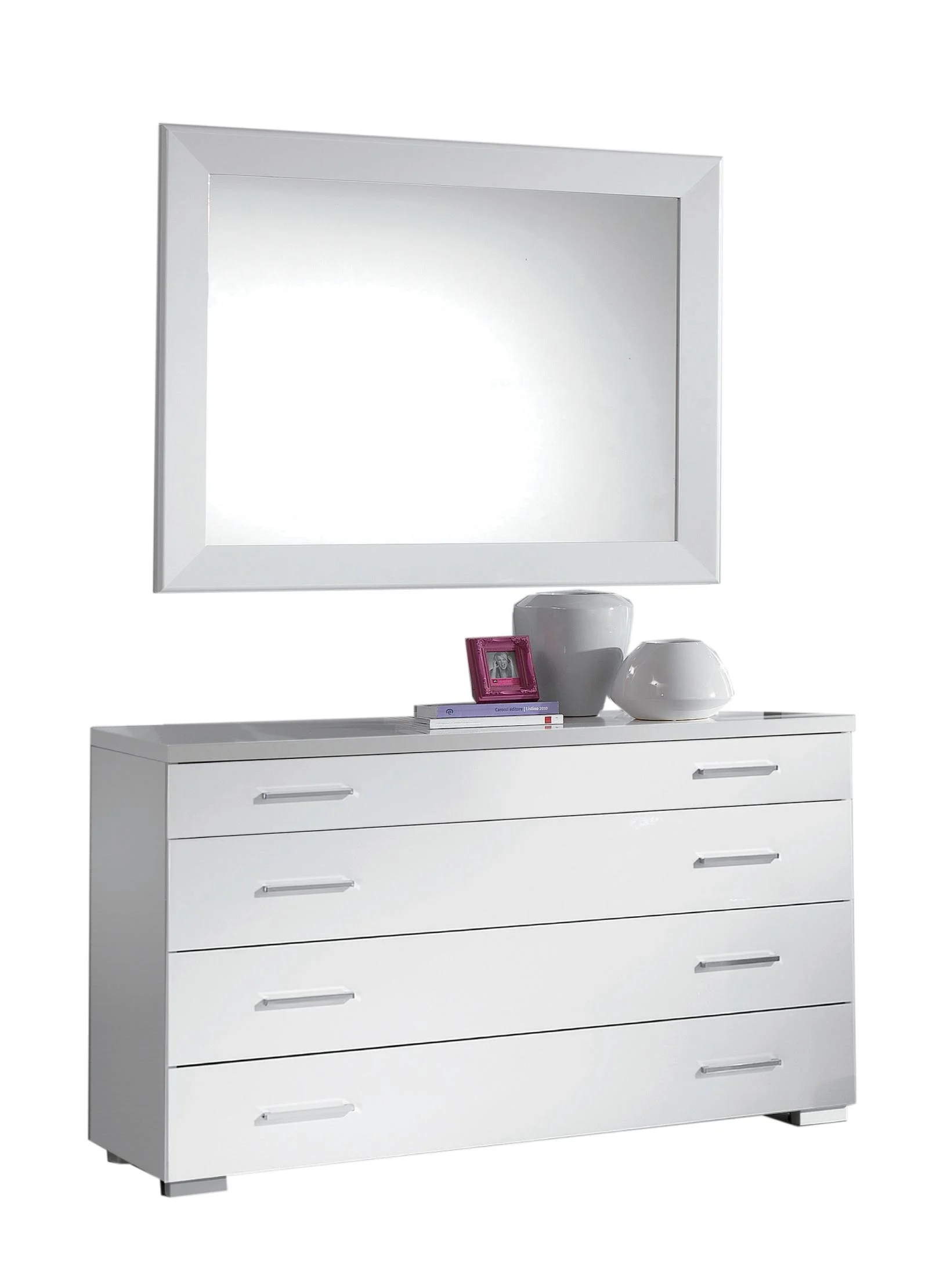 White High Gloss Lacquer 4 Drawer Dresser MOMO ESF Modern MADE IN ITALY