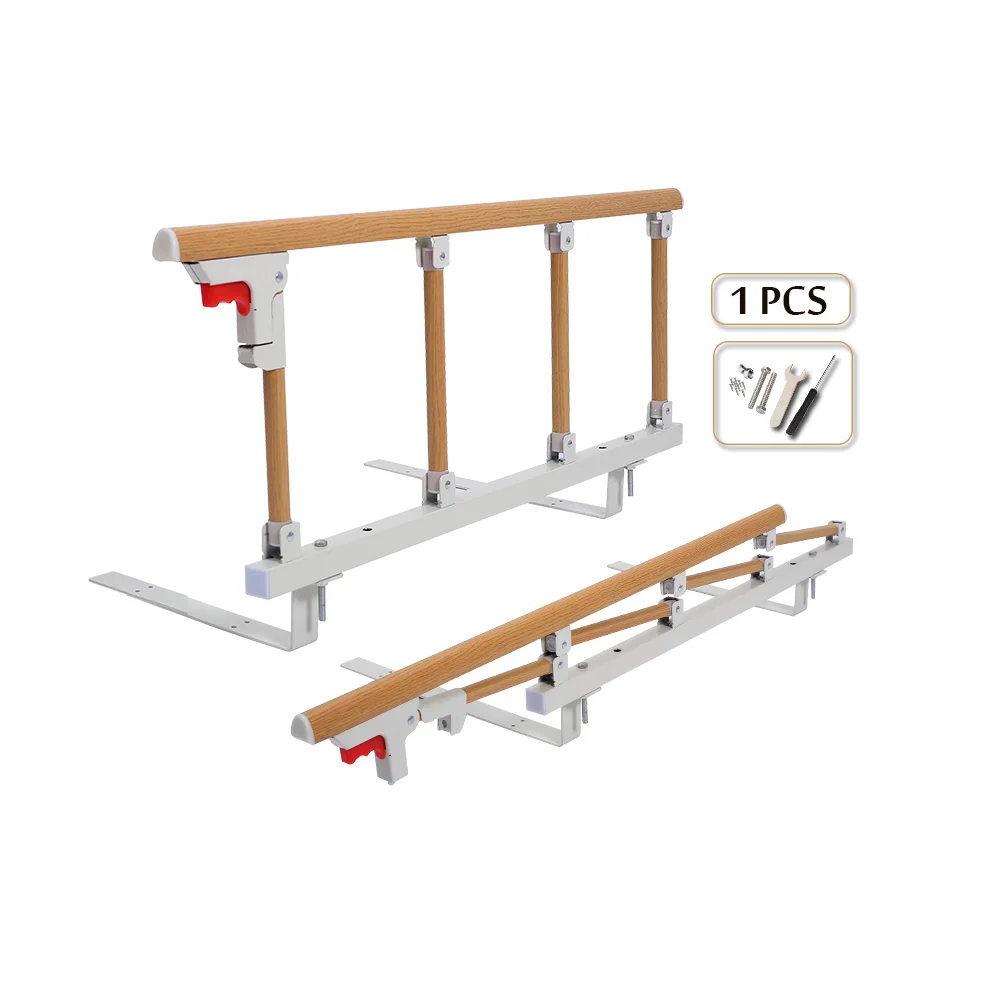 Bed Rails for Elderly Adults Safety Bed Side Assist Rail Collapsible Guard Railing Medical Bedrail Slides Under Mattress Hospital Bed Half Rail Support Bar Bed Cane Transfer Handle Fall Protector