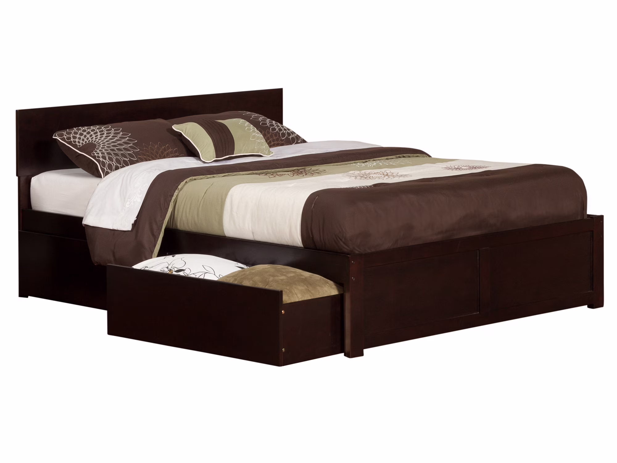 Orlando Platform Bed with Flat Panel Foot Board and 2 Urban Bed Drawers, Multiple Colors, Multiple Sizes