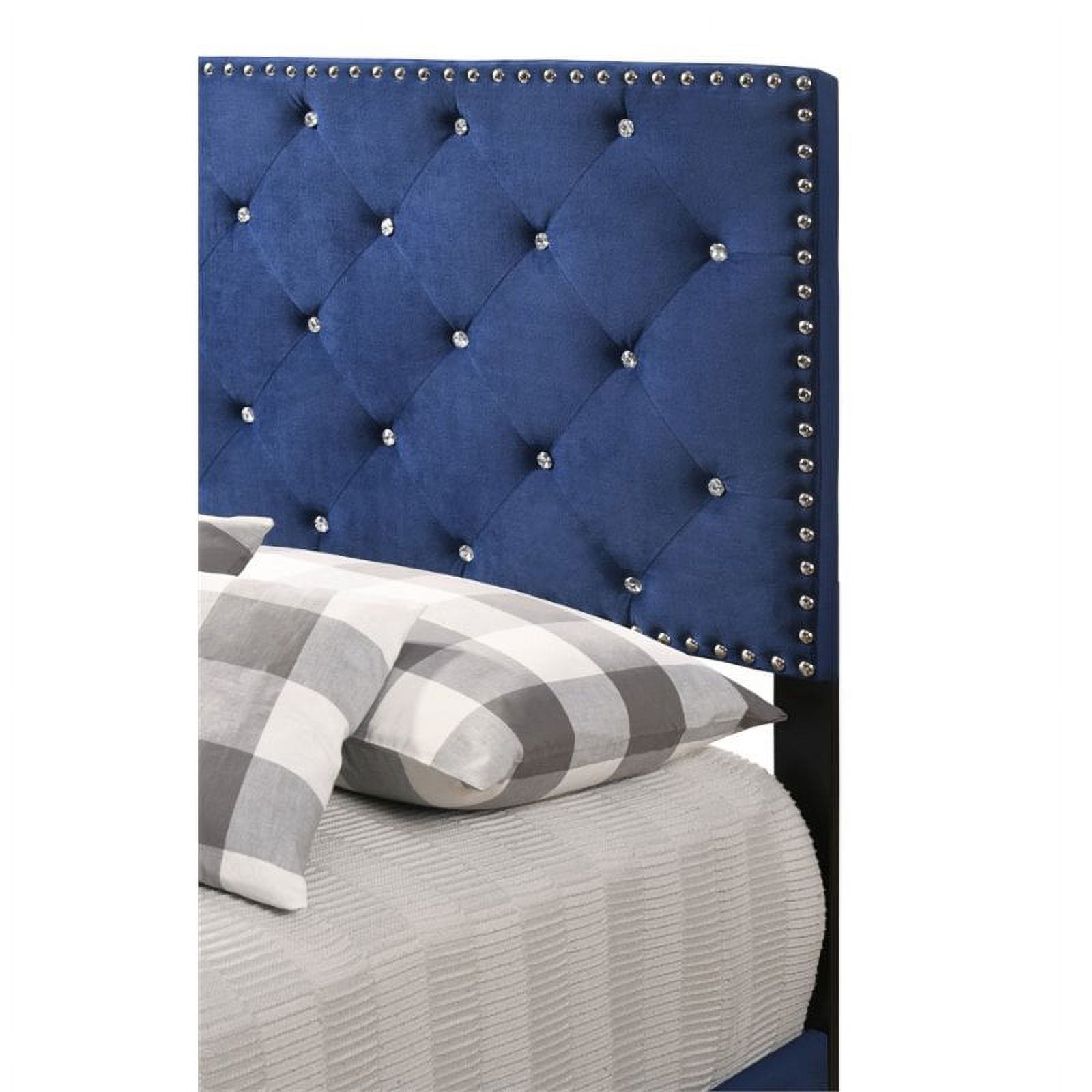 Maklaine Modern Upholstered Velvet Upholstered Twin Bed in Navy Blue