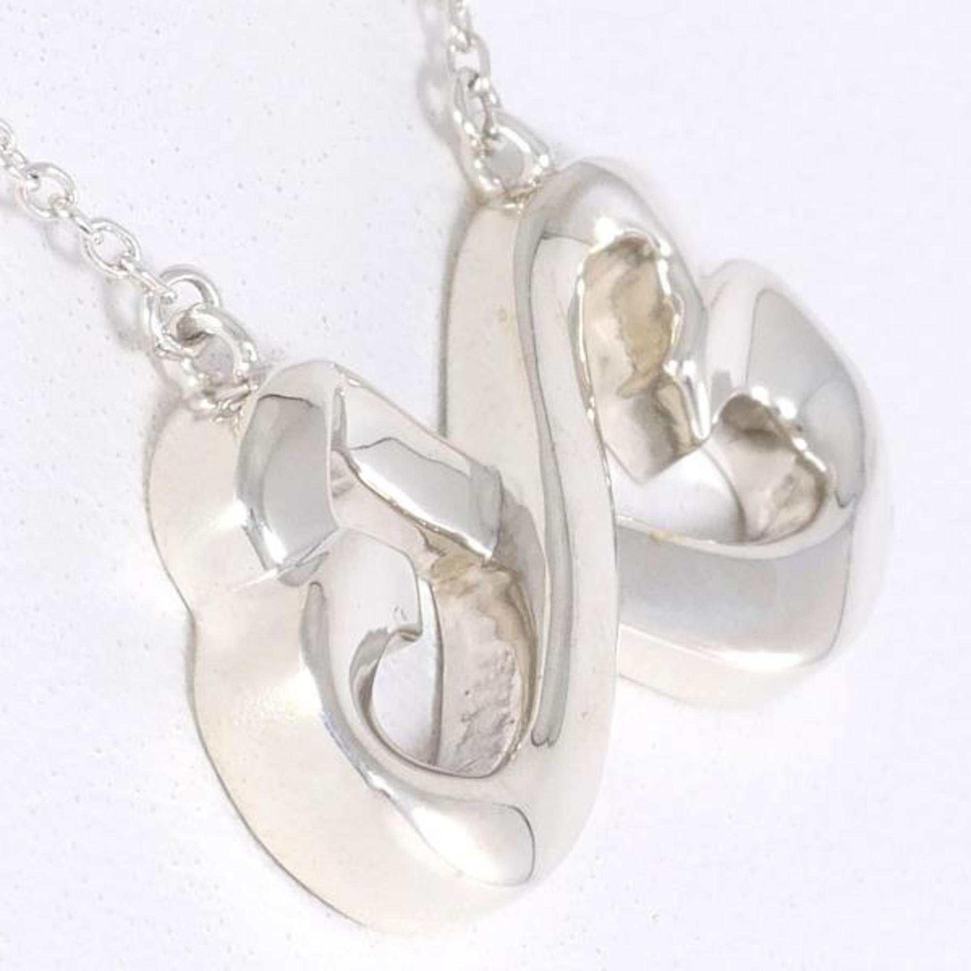 Authenticated Used Tiffany double loving heart silver necklace total weight about 4.4g 41cm jewelry