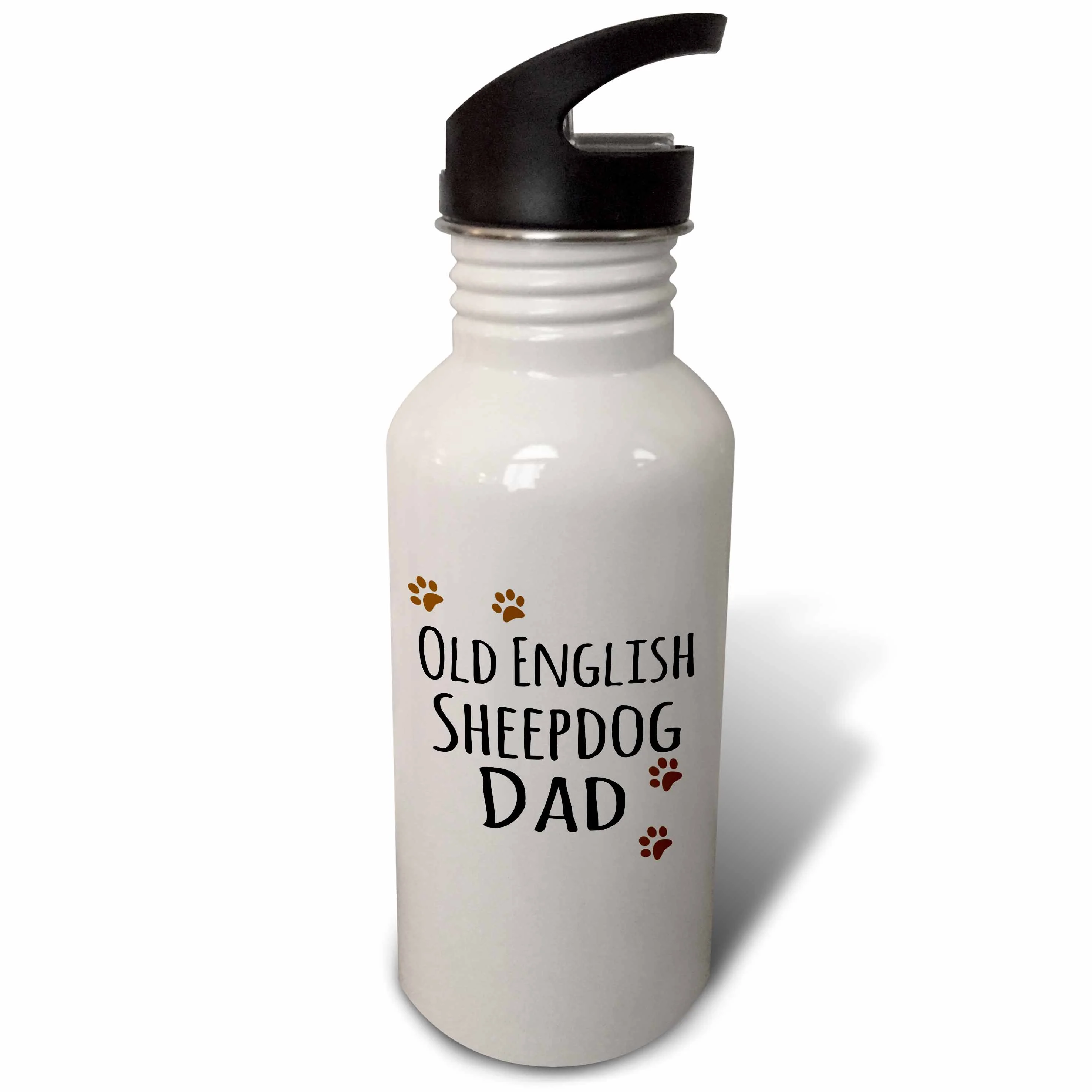 Old English Sheepdog Dad - Sheep Dog - Doggie by breed - brown paw prints doggy lover pet owner love 21 oz Sports Water Bottle wb-153954-1