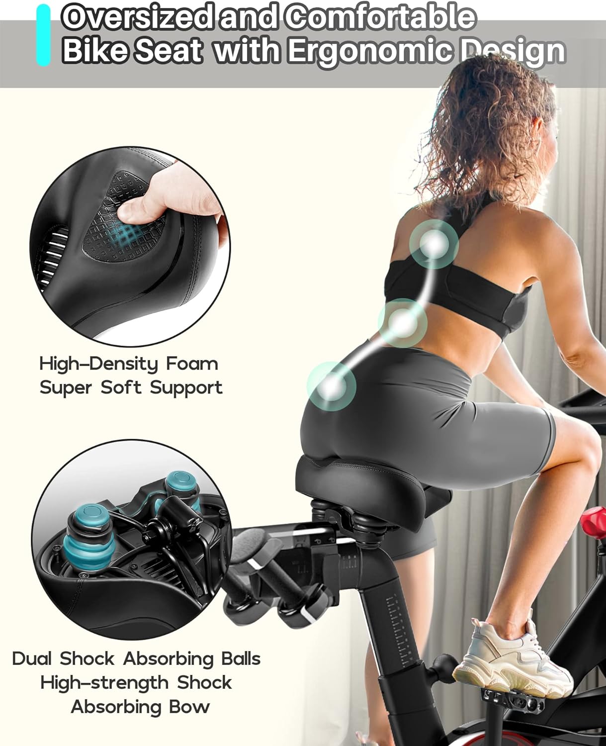 Oversized Bike Seat for Peloton Bike & Bike Plus, Comfort Exercise or Road and Electric Bike Seat Cushion Extra Wide, Bike Saddle Replacement for Women & Men, Accessory for Bikes