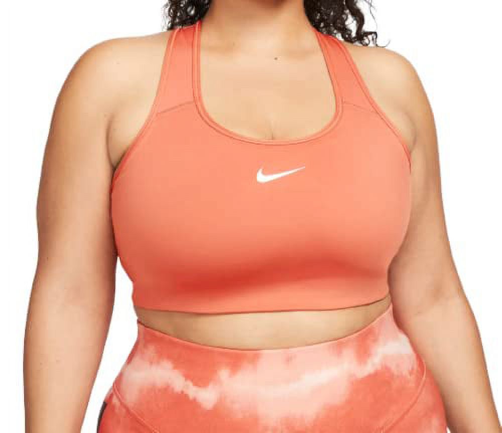 Nike Dri-FIT Swoosh Women's Medium-Support Padded Sports Bra Plus Size Madder Root/White 1X DH3384-827