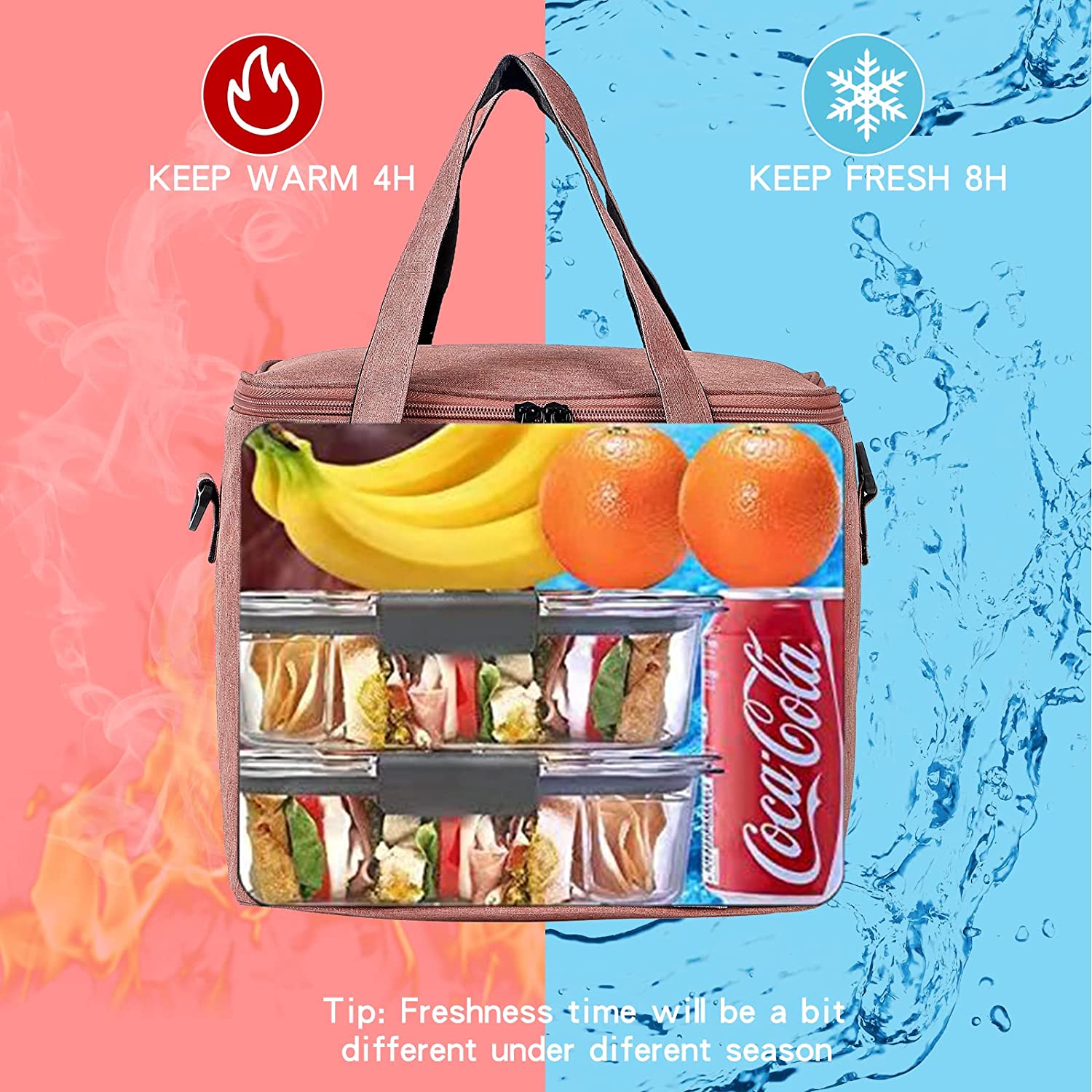 Stay Cool and Stylish with Our Insulated Lunch Tote - Perfect for Work, Office, Picnic, Beach, and Travel - Large, Reusable, and Comes with a Water Bottle Holder - 1pc