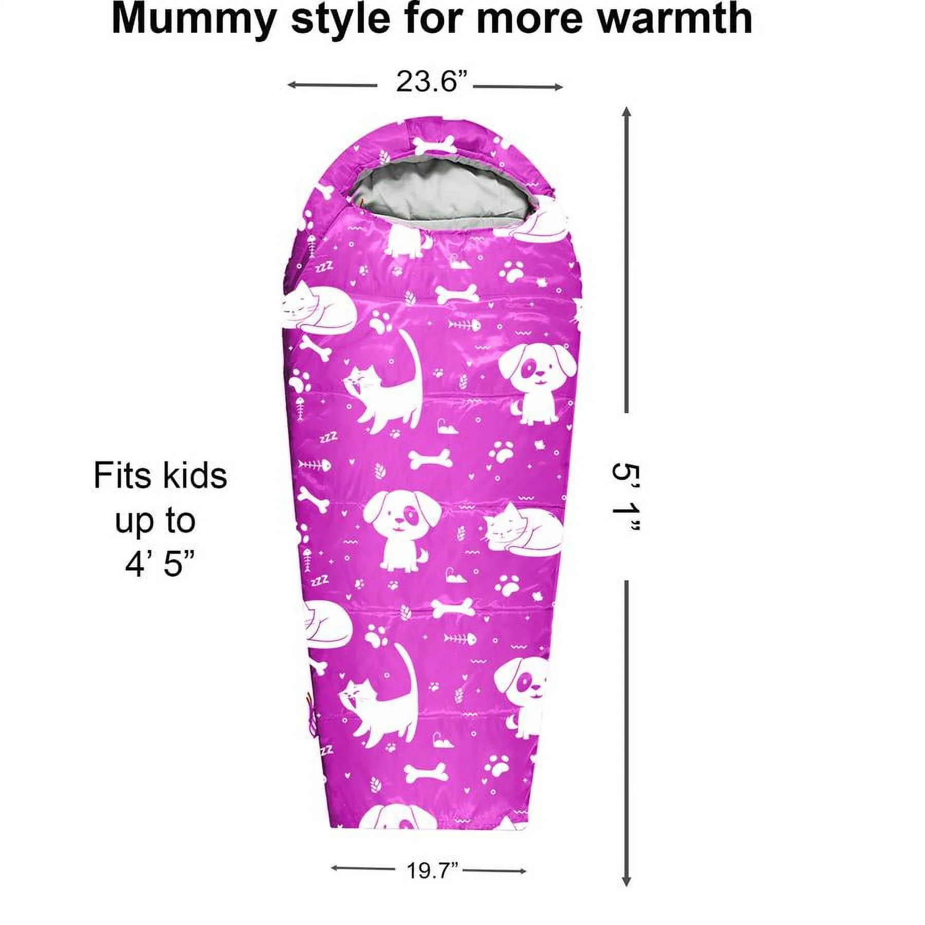 KidzAdventure 32F - 59F Mummy Kids Sleeping Bag - Pink Best Friends Theme