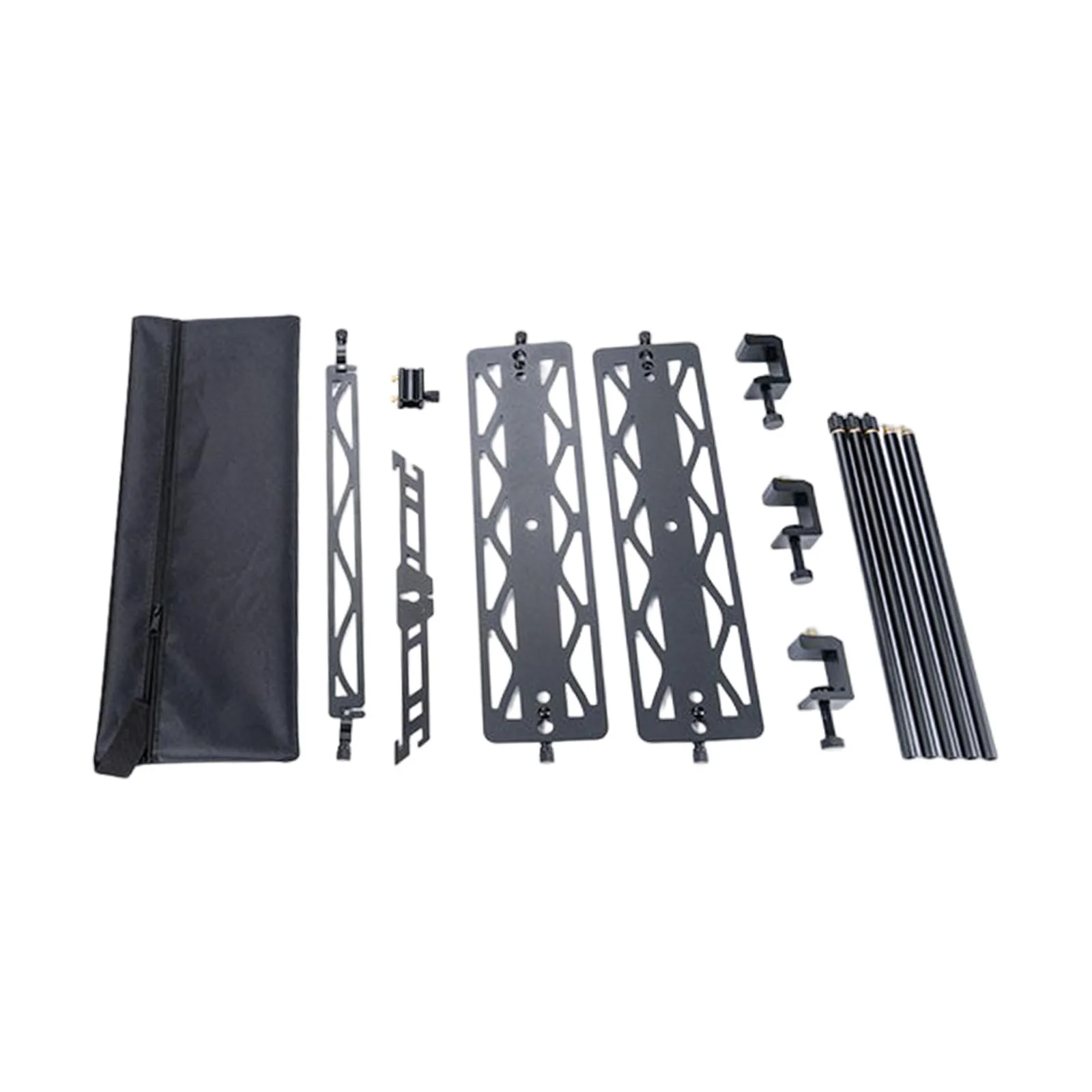 Portable Camping Lantern Stand Cookware Hanging Rack Light Stand with Tabletop Clamp Organizer with Shelf for Barbecue Accessories Supplies