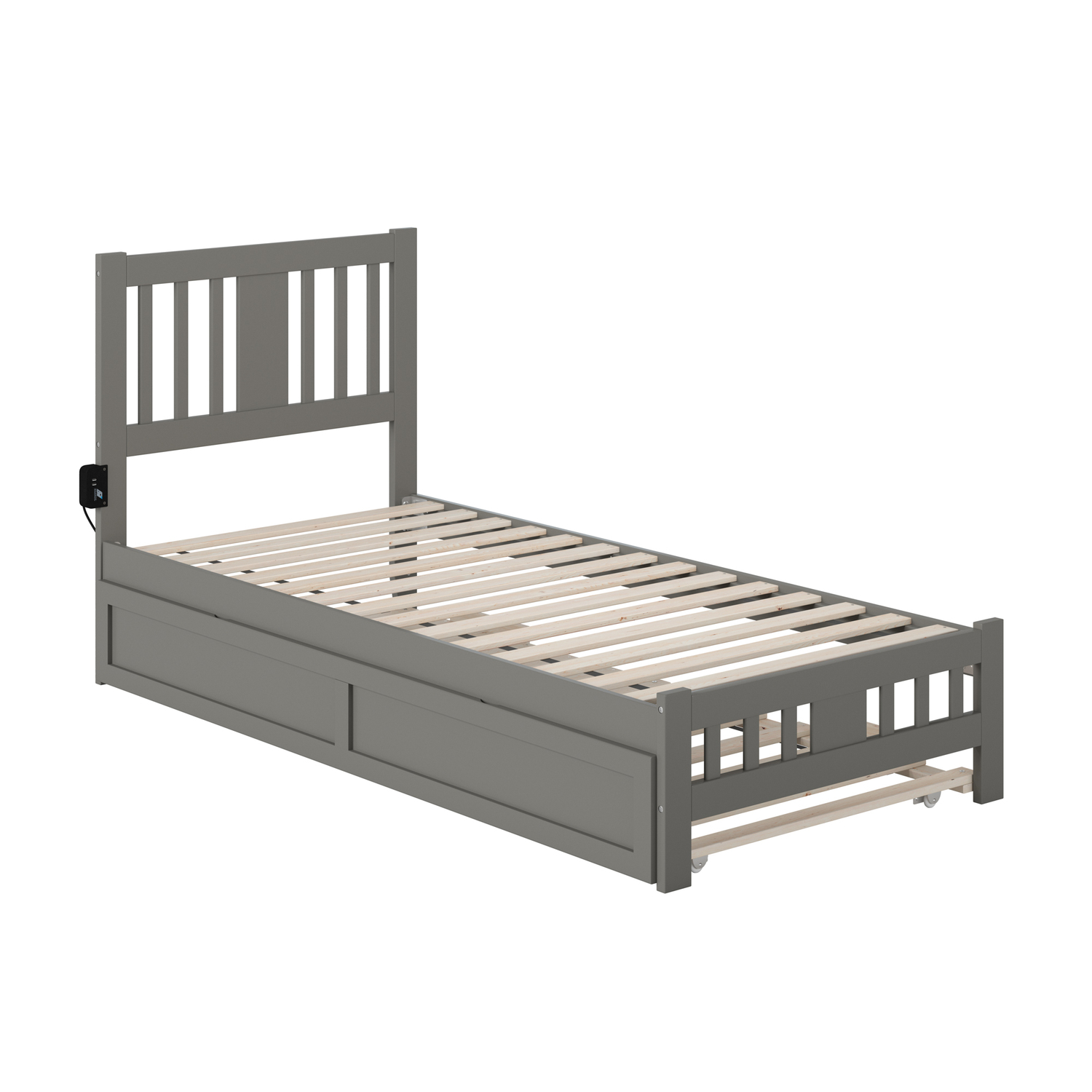 AFI Tahoe Wood Twin XL Bed with Footboard/Twin XL Trundle in Gray