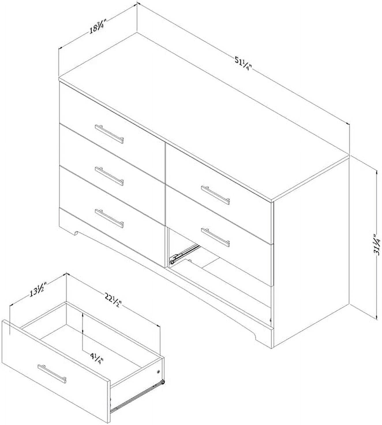 6-Drawer Double Dresser Chocolate