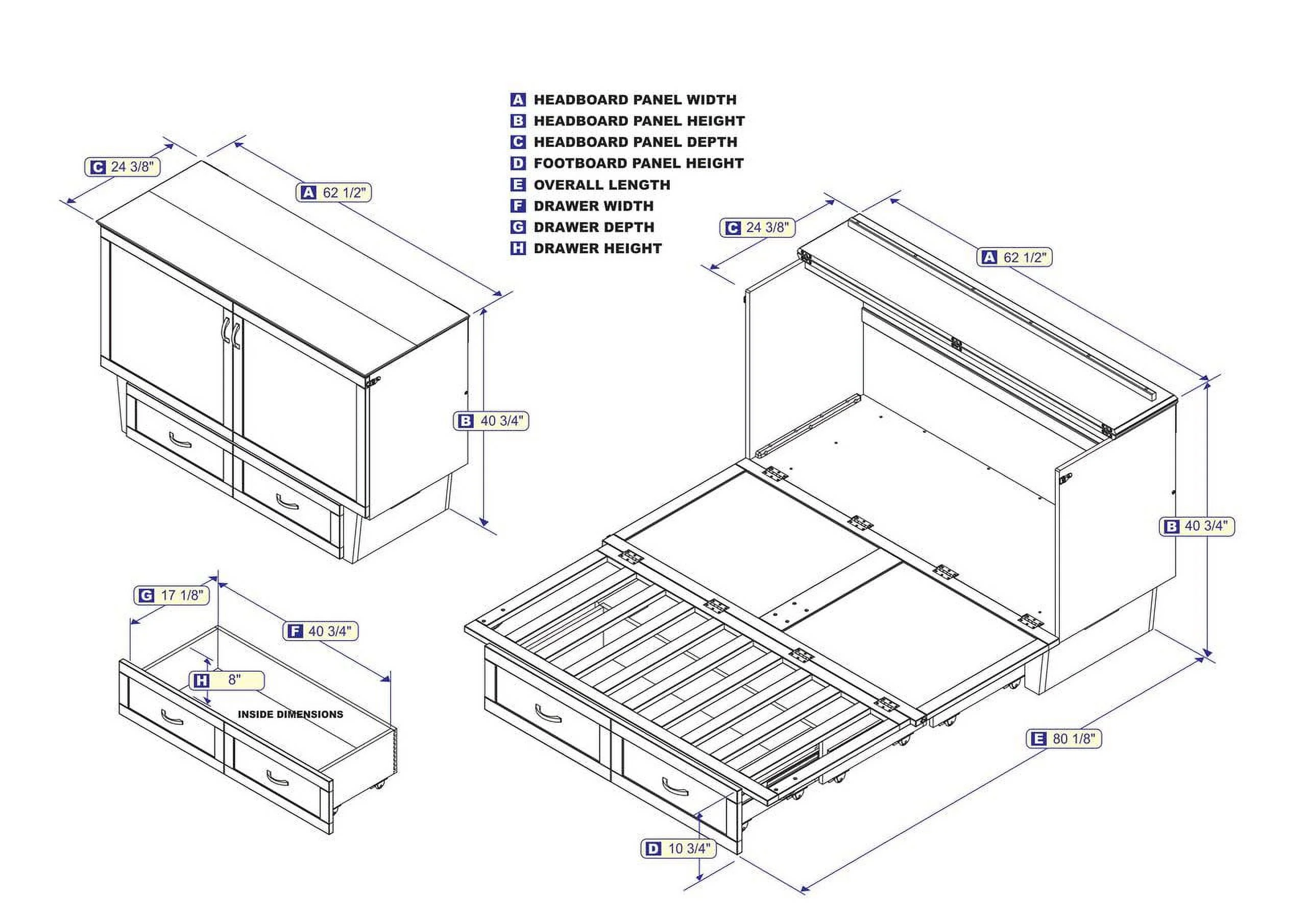 Monroe Murphy Bed Chest Queen Espresso with Charging Station