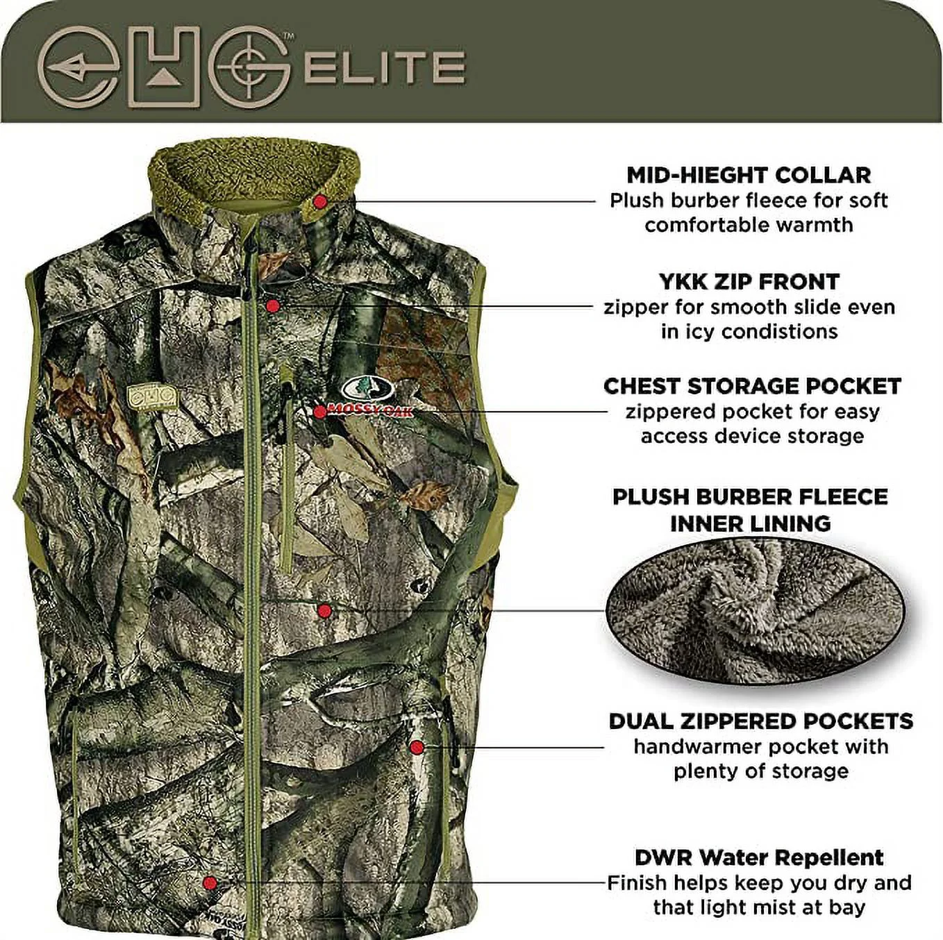 EHG Elite Mossy Oak Blackburn Mid-weight Hunting Vest (M)- MOTS
