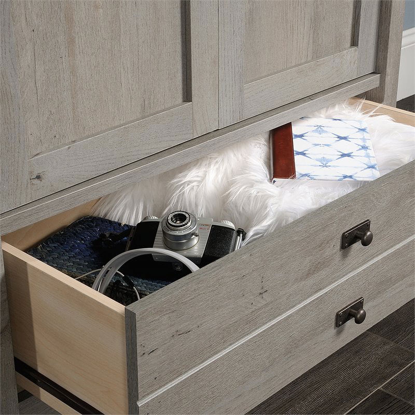 Pemberly Row 1-Drawer and 1-Shelf Engineered Wood Armoire in Oak