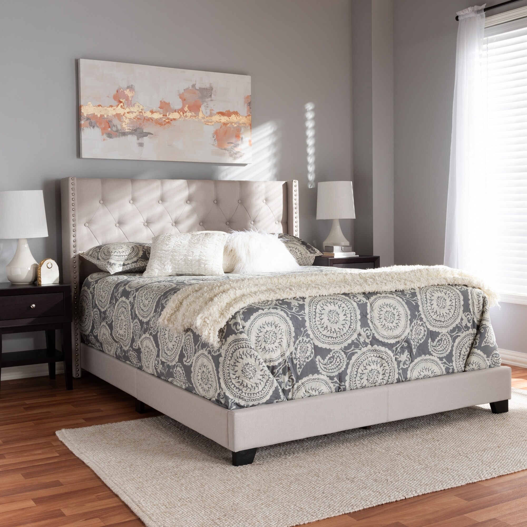 Baxton Studio Contemporary Bed by  Beige King