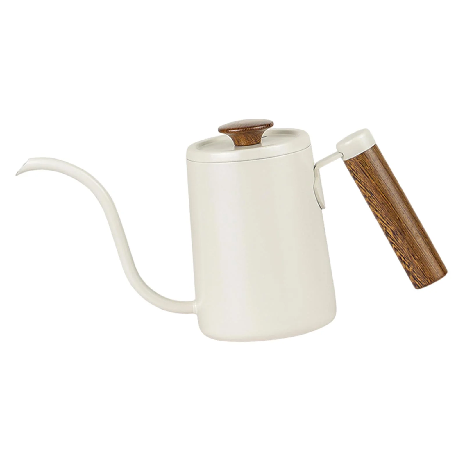 Drip Coffee Kettle, Long Gooseneck Coffee Tea Pot, Large 600ml, Ergonomic Wooden Handle, Precision Drip Pour over Kettle, Gooseneck Kettle Beige