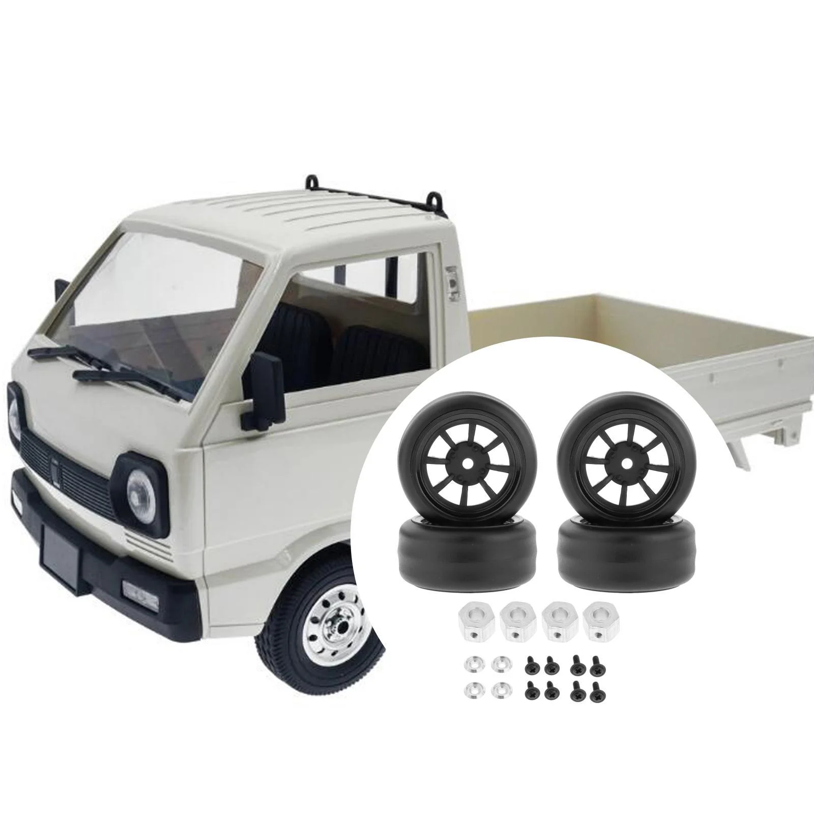 4 Pack Tyres with Wheel Rims :10 RC Truck Upgrade , C, 53x24mm C