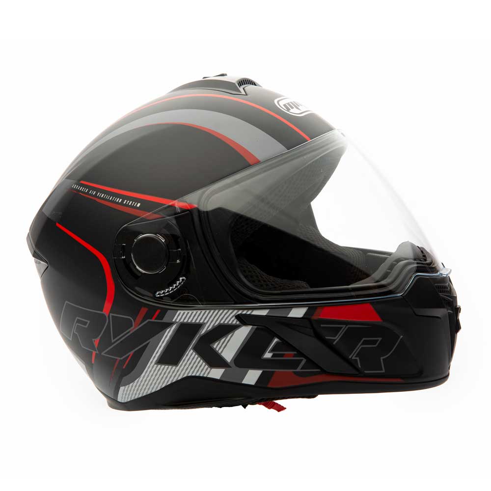 MMG Adult Motorcycle Full Face Helmet DOT Street - Matte Black Red (Small) Model 21