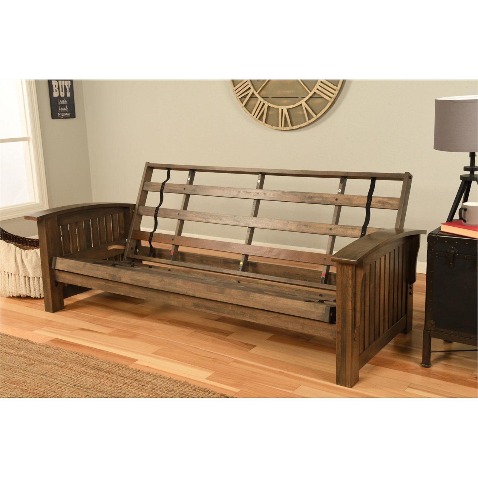 Kodiak Furniture Washington Futon Frame in Rustic Walnut Brown Finish