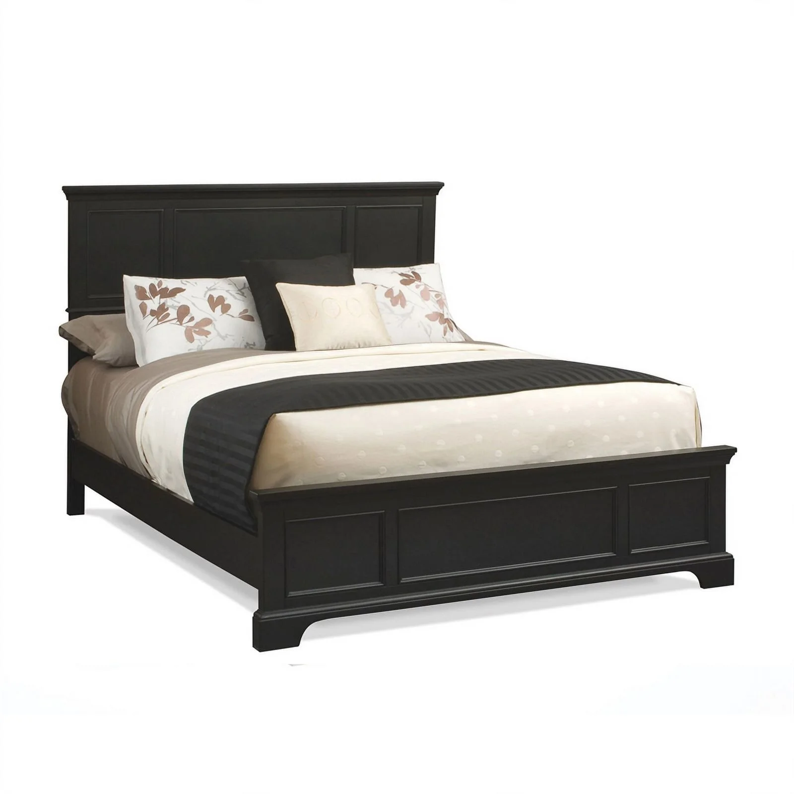 Pemberly Row Traditional styled Wood Queen Bed in Black Finish