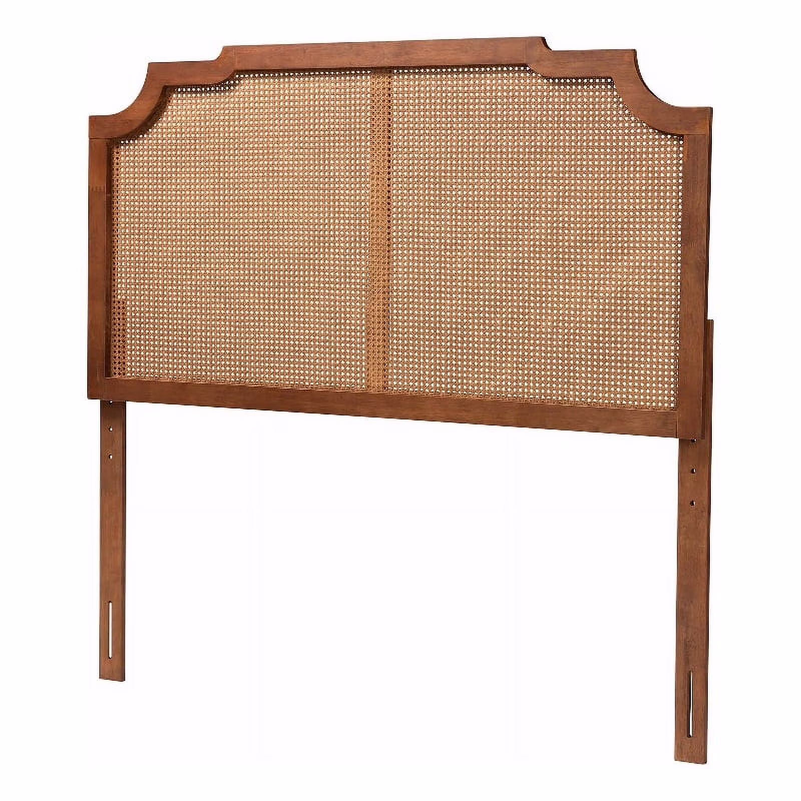 Pemberly Row Wood & Rattan King Size Headboard in Ash Walnut