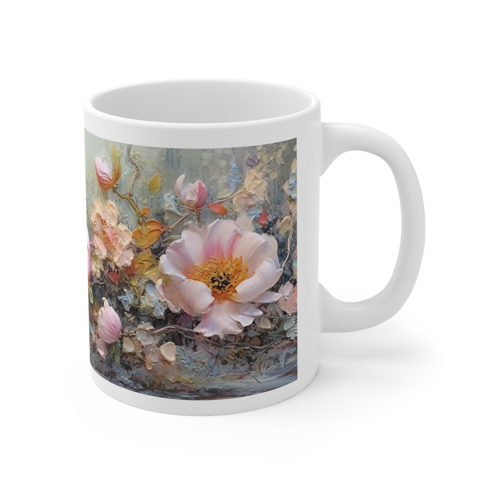 Ceramic Mug 11oz Oil palette knife Flowers Painting 2