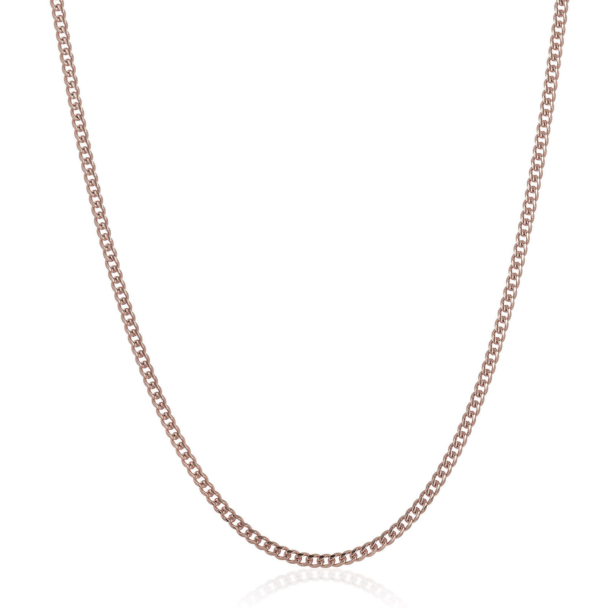 Coastal Jewelry Men's Rose Gold Plated Stainless Steel Rounded Curb Chain Necklace (3.5mm) - 22