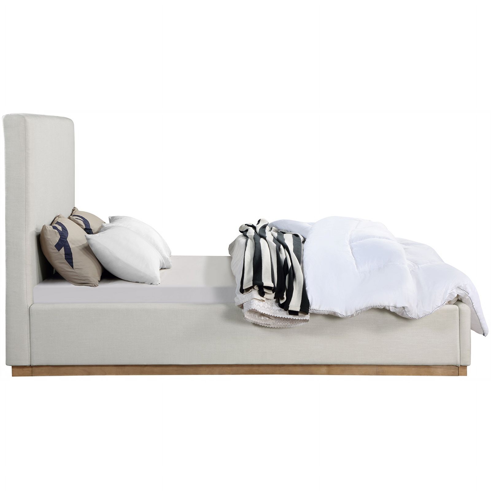 Meridian Furniture Alfie Cream Linen Textured Fabric King Bed