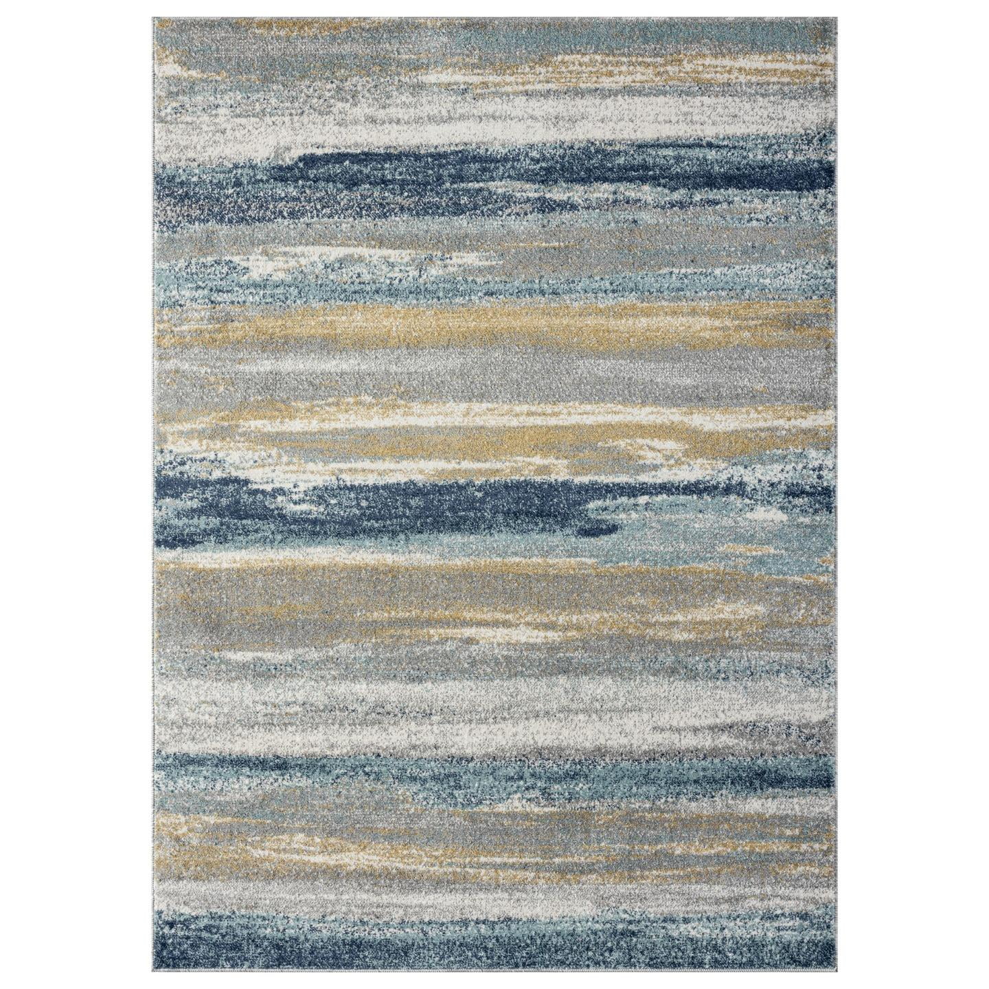 Luxe Weavers Lagos Collection 7501 Yellow and Blue 9x12 Abstract Area Rug