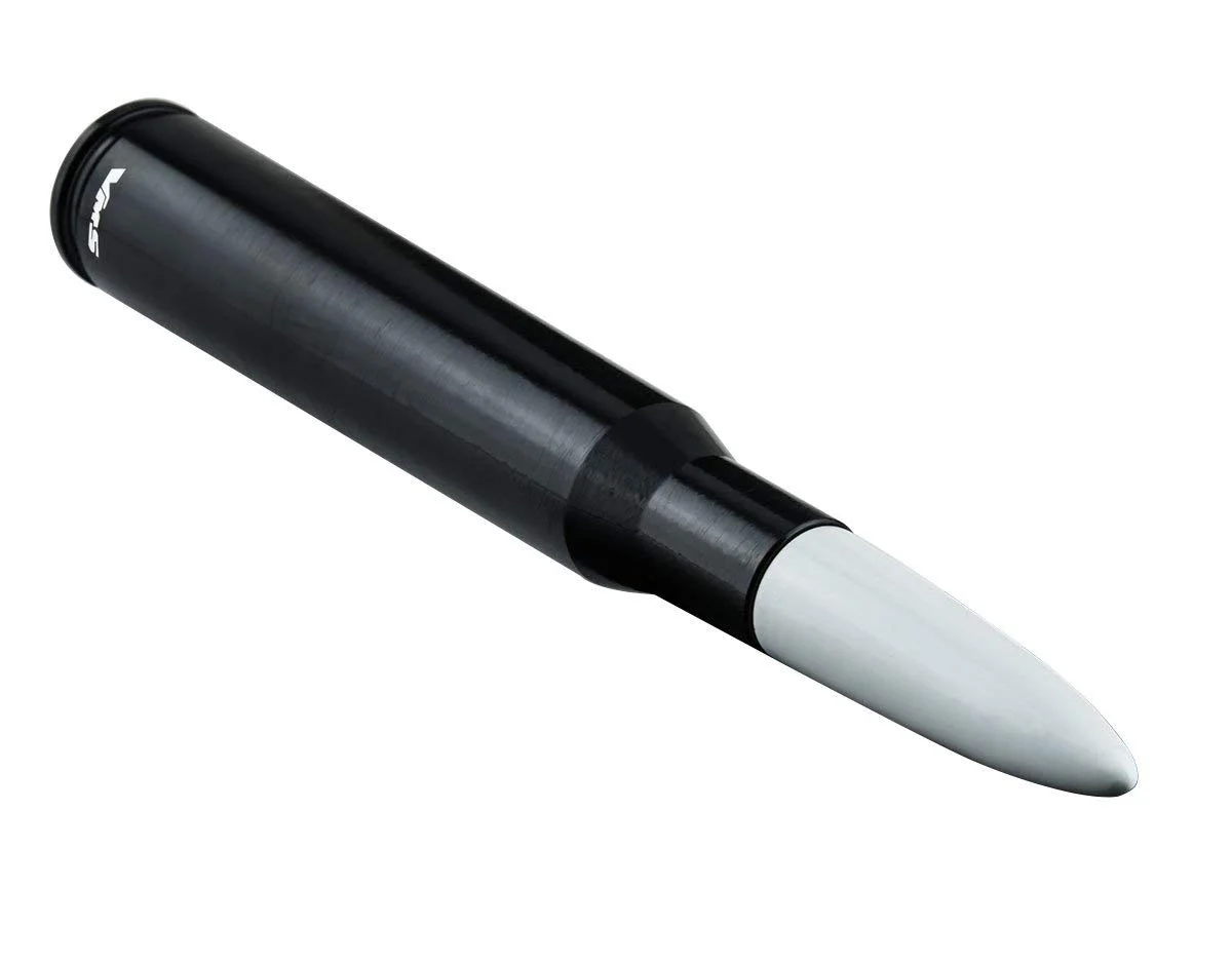 50 Cal Caliber BLACK WHITE TIP BULLET ANTENNA Heavy Gauge CNC Machined Billet Aluminum Short for CHEVY SILVERADO 1500 2500 3500 07-17 2007-2017