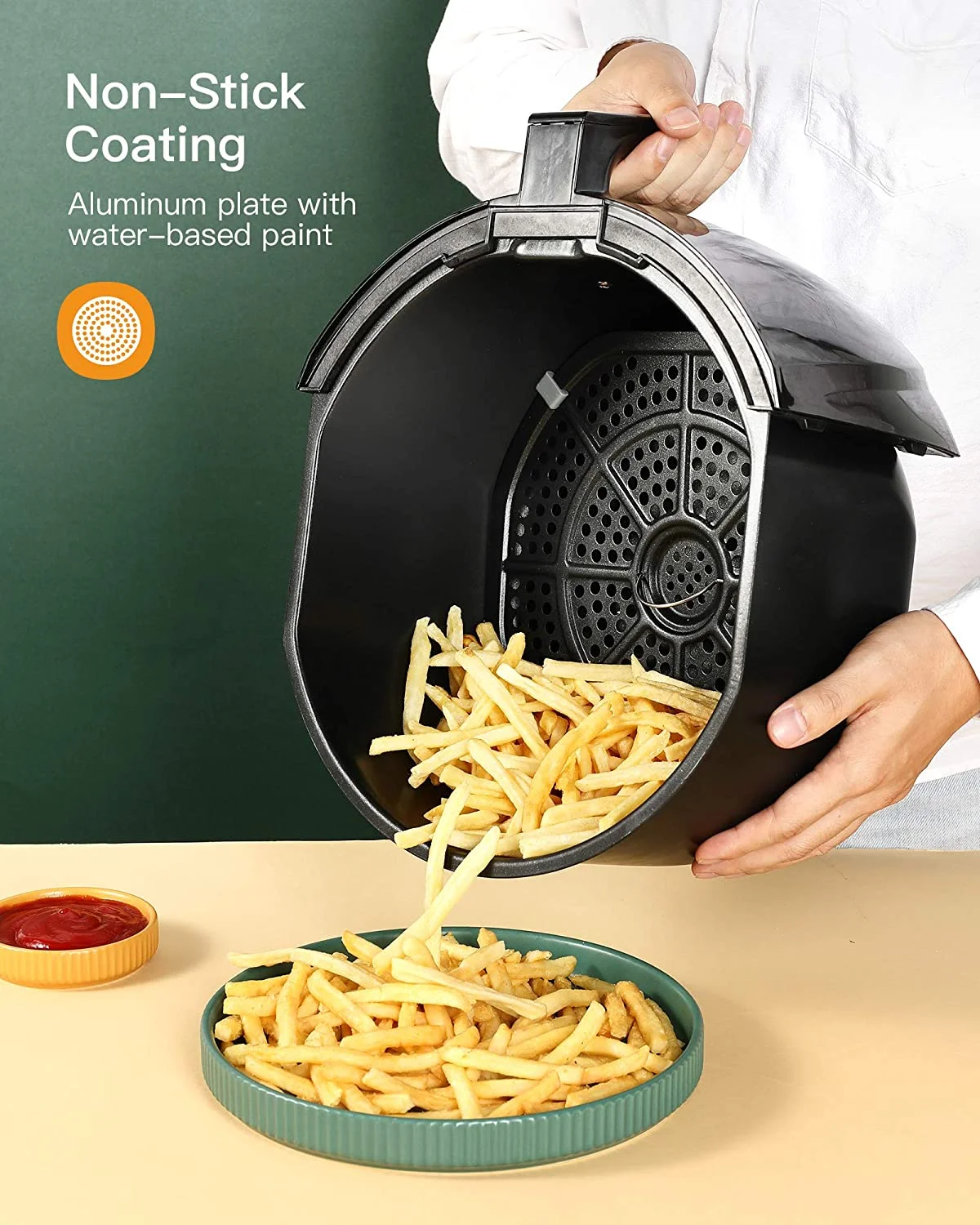 Sboly 8 in 1 Air Fryer, 8.9 Qt with LCD Digital Touch Screen including Cooking Tongs and Recipe Book, Airfryer with Water-based Non-stick Coating Grill Shelf and Frying Basket