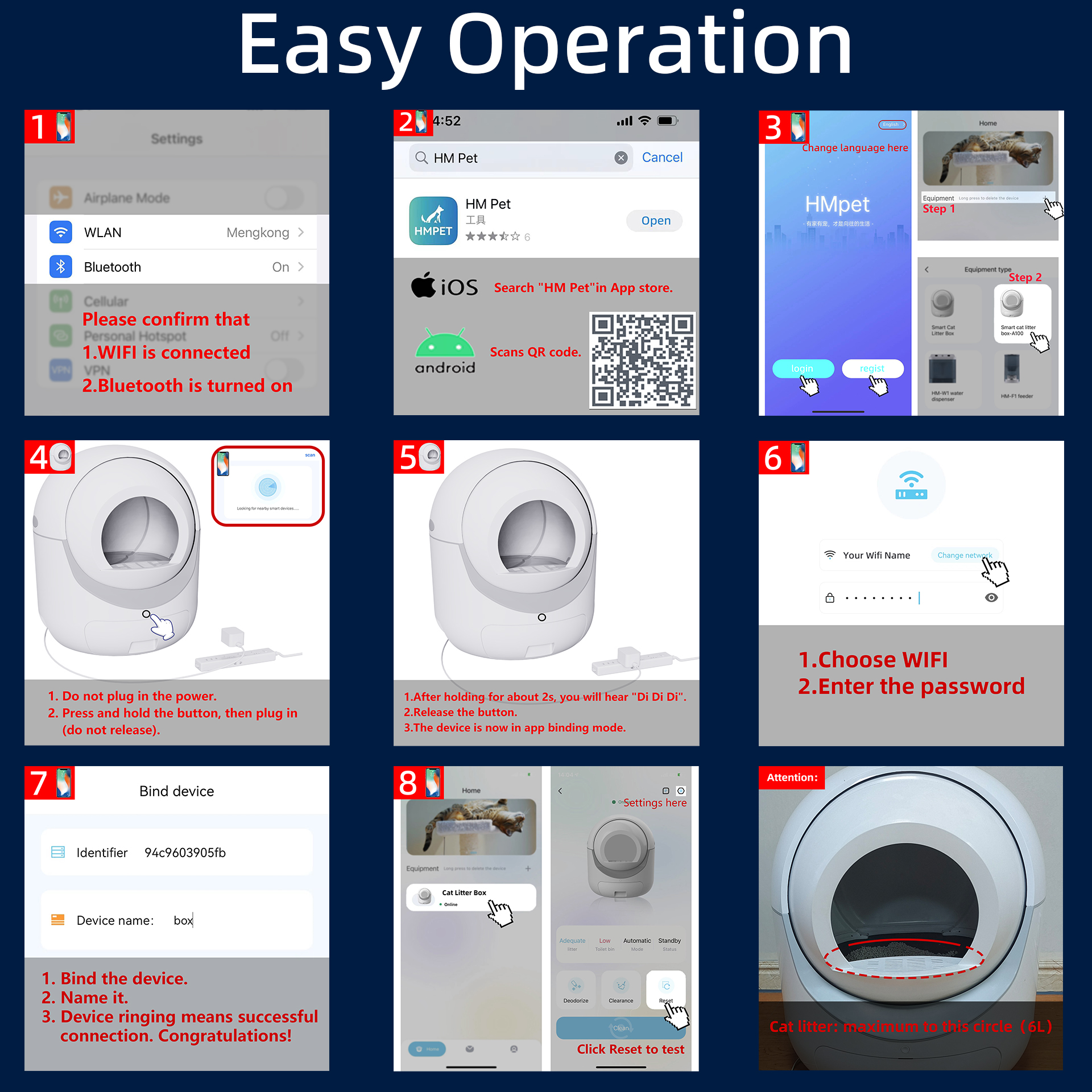Self -Cleaning Cat Litter Box for Multiple Cats , Scooping Automatically , Suitable for all kinds of cat litter, Secure,Odor Removal , App Control, Support 5G&2.4G WiFi.