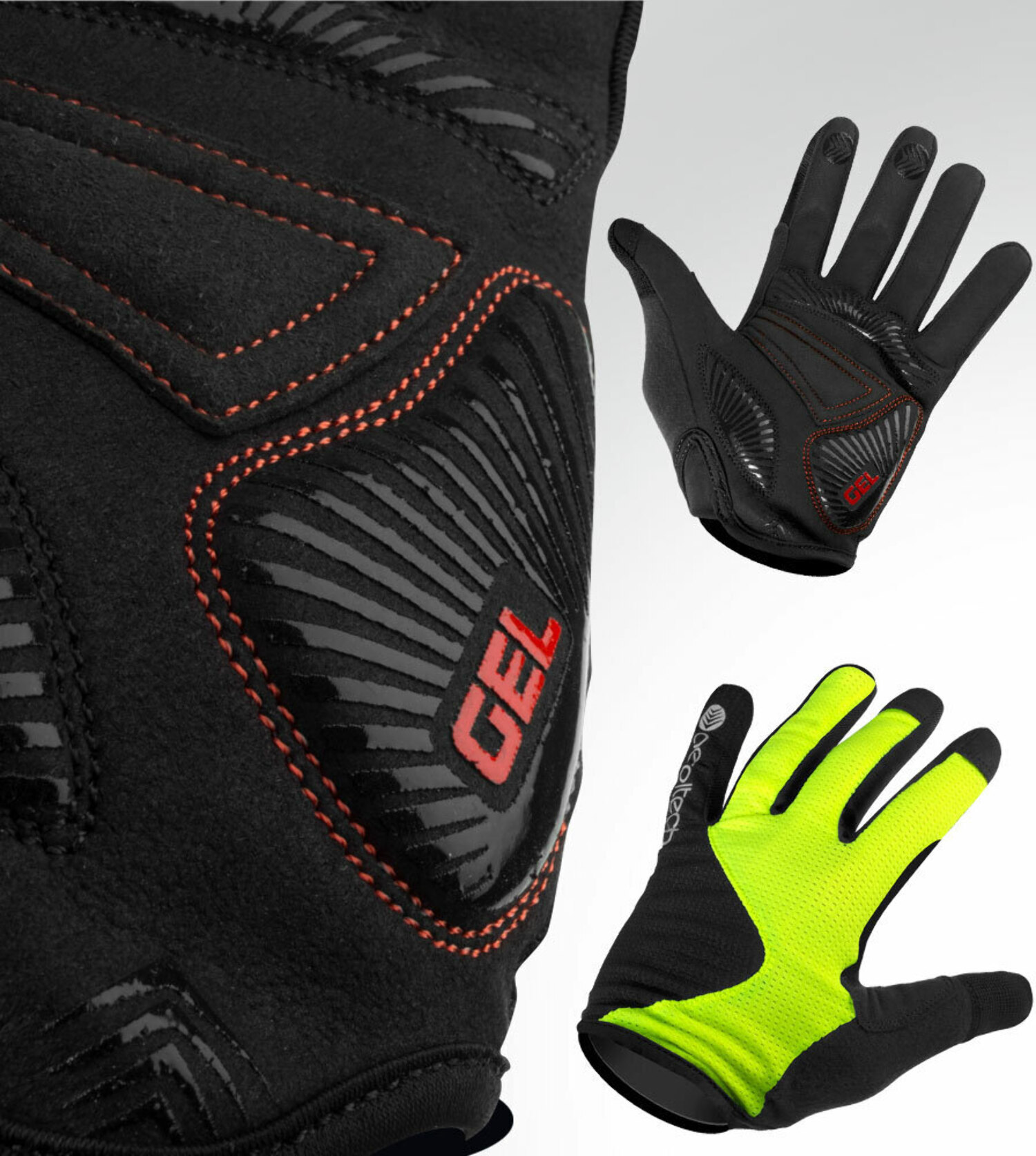 Aero Tech Enduro MTB Glove - Lightweight Full Finger Glove with Gel Padded Palm