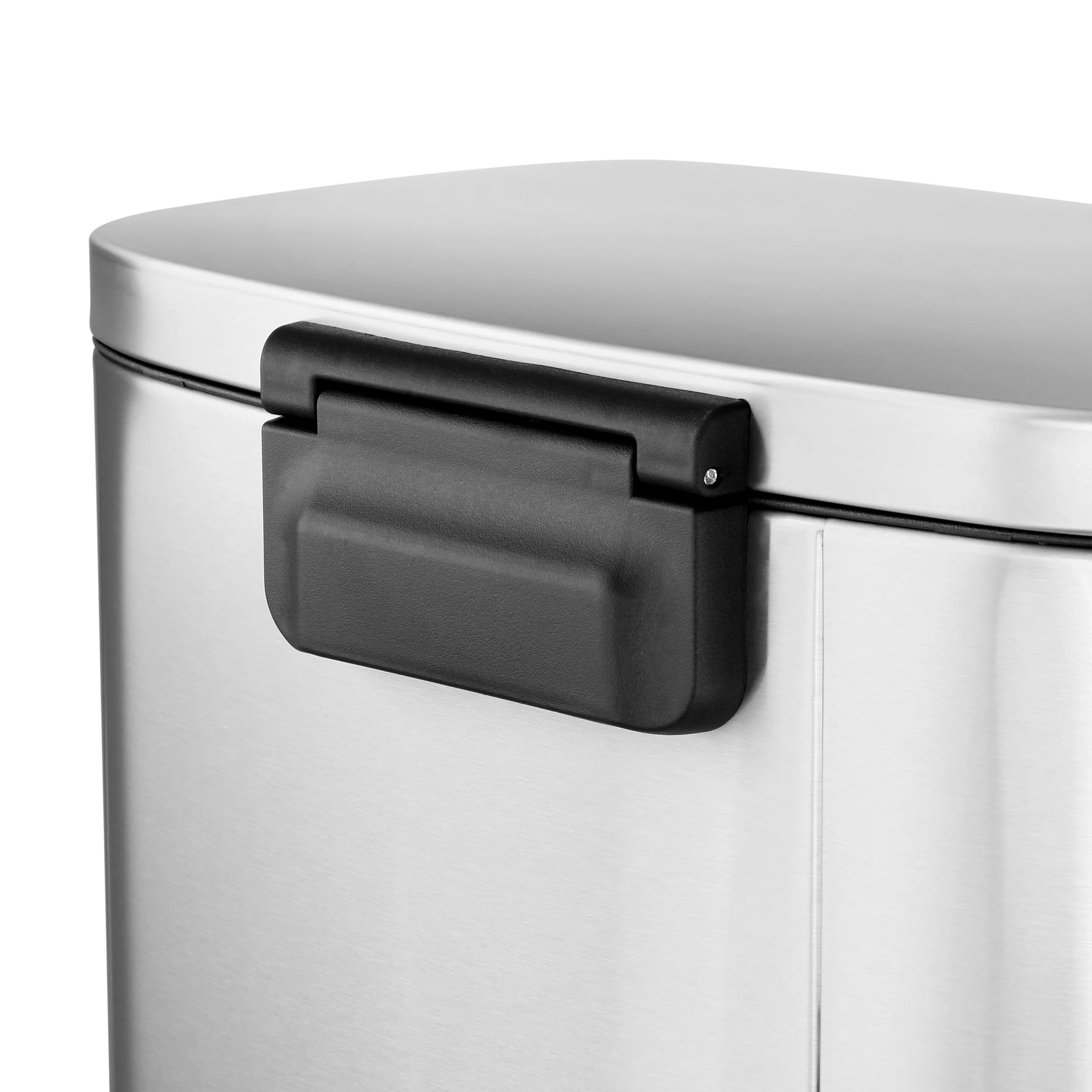 Elama 50 Liter/13 Gallon Rectangular Stainless Steel Step Trash Bin with Slow Close Mechanism in Matte Silver