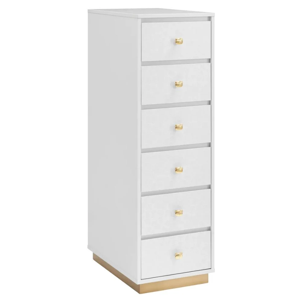 Impressions Vanity Slaystation 6 Drawers Vanity Storage Unit with Soft Close Dresser, Makeup Cabinet with Lux Drawer Knobs (Gold)