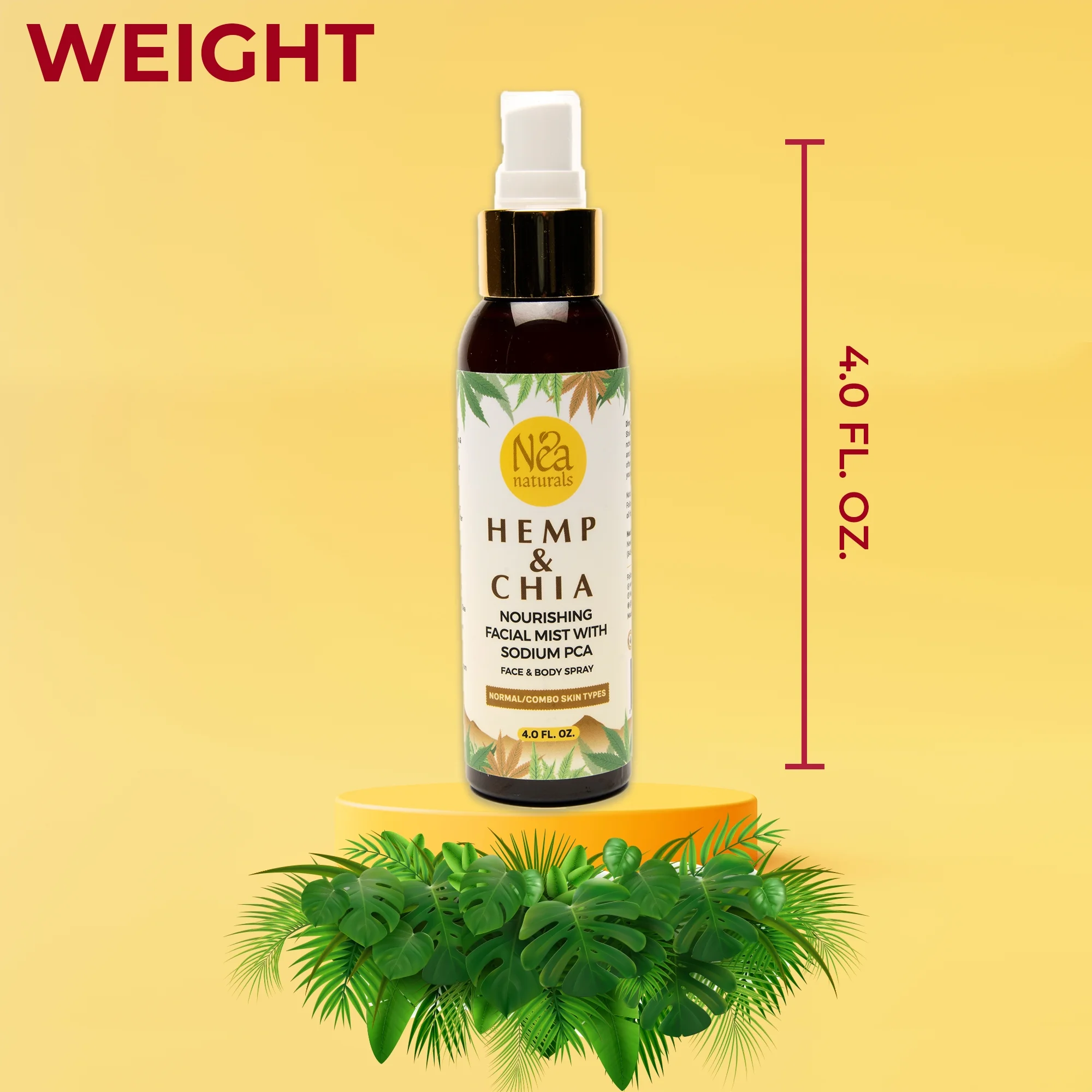 Nea Naturals Hemp & Chia Facial Mist - Multi-Purpose Hydrating Face Mist for All Skin Types 4.0 fl.oz