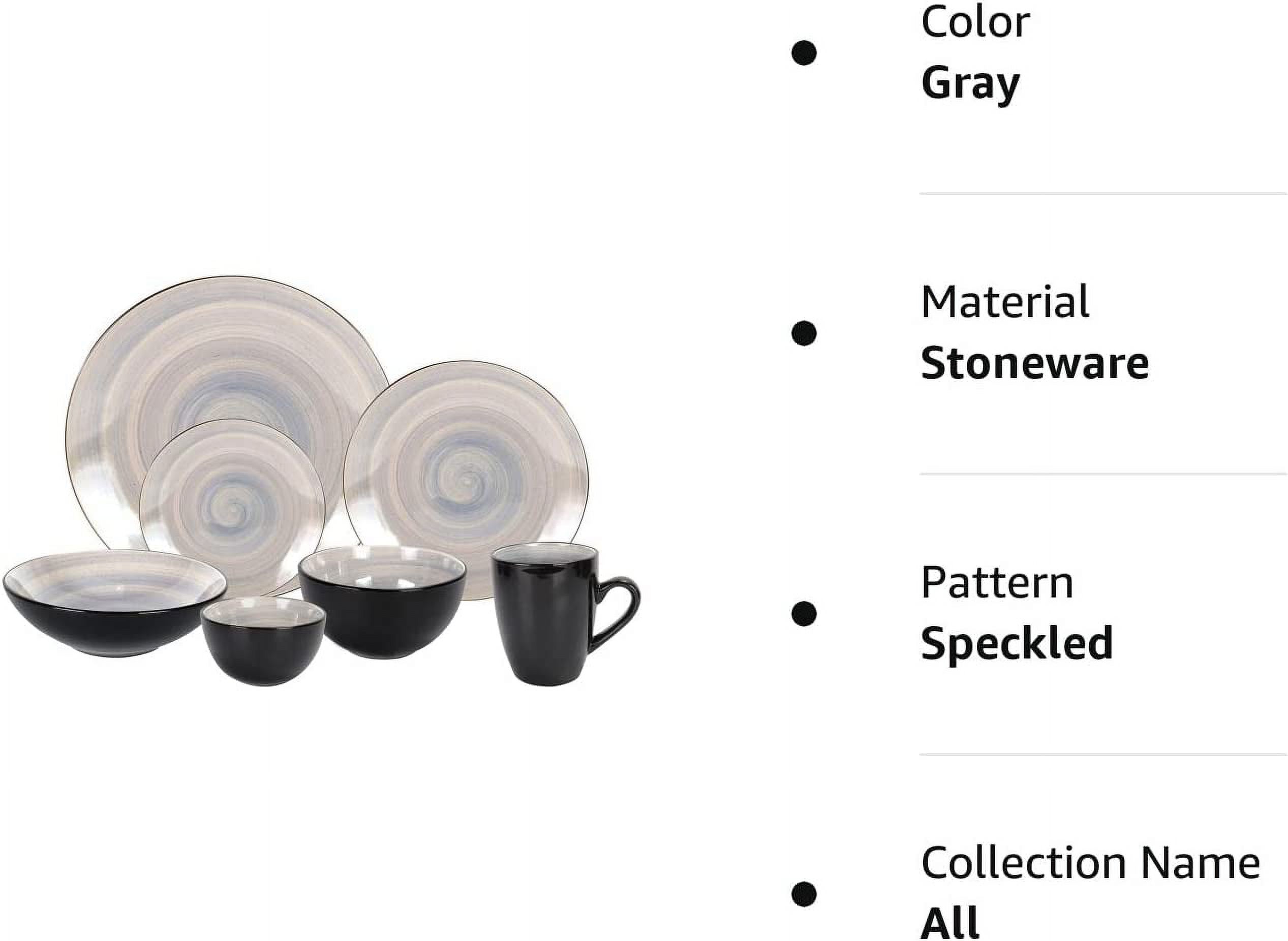 Stoneware Sonoma Dinnerware Set Black + Speckled Spin Wash (56Pc Set Grey)