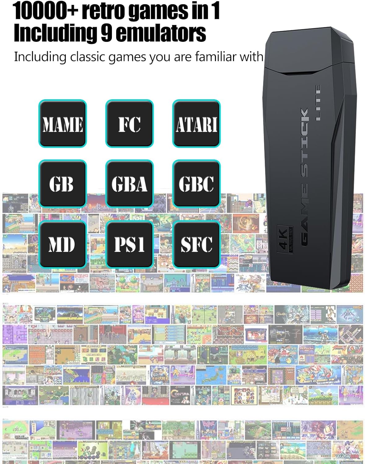 Microea Retro Game Console, Super Mini Game Box, Built in 15000 Classic Games, 4K HD Output, Plug and Play Game Console, Ideal Gift for Kids, Adult, Friend, Lover