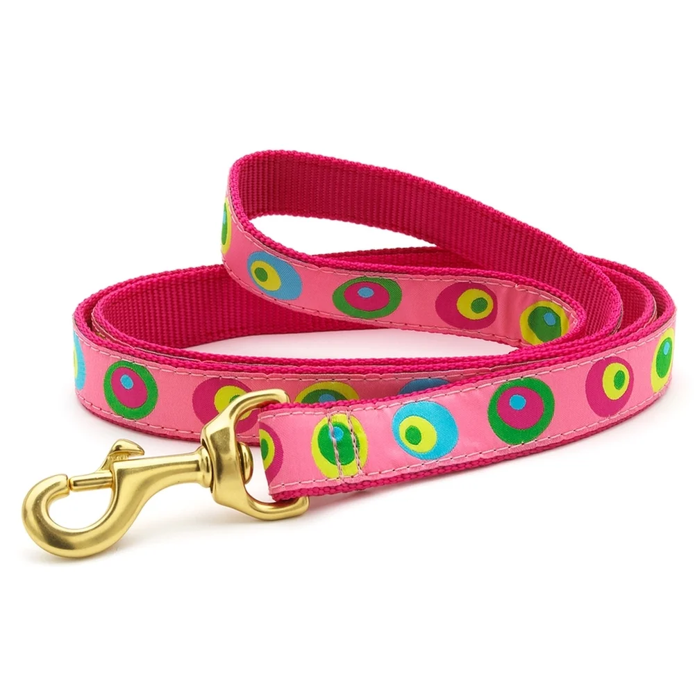Pink Funky Circles Dog Leash - Large