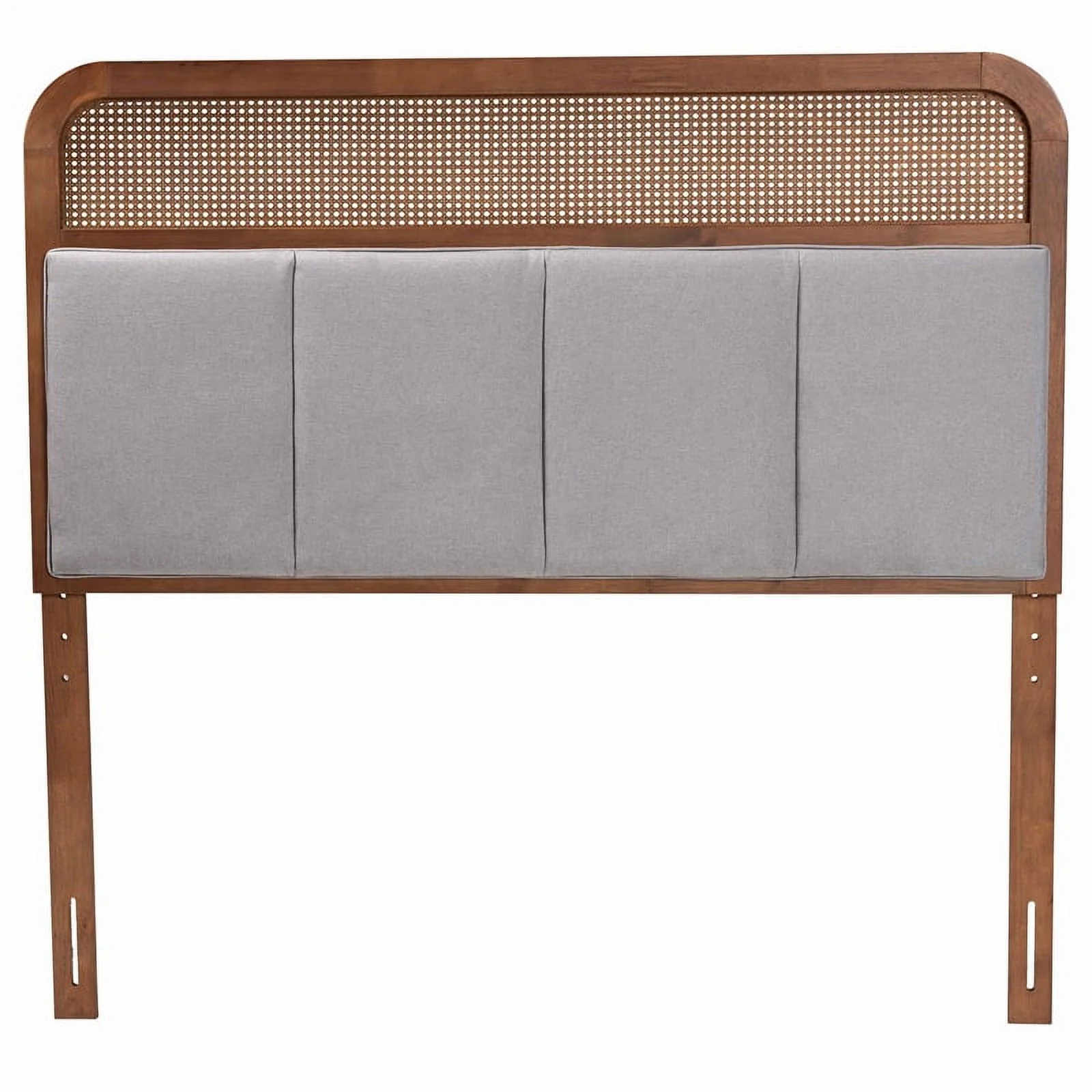 Pemberly Row Wood & Fabric King Size Headboard in Walnut and Gray