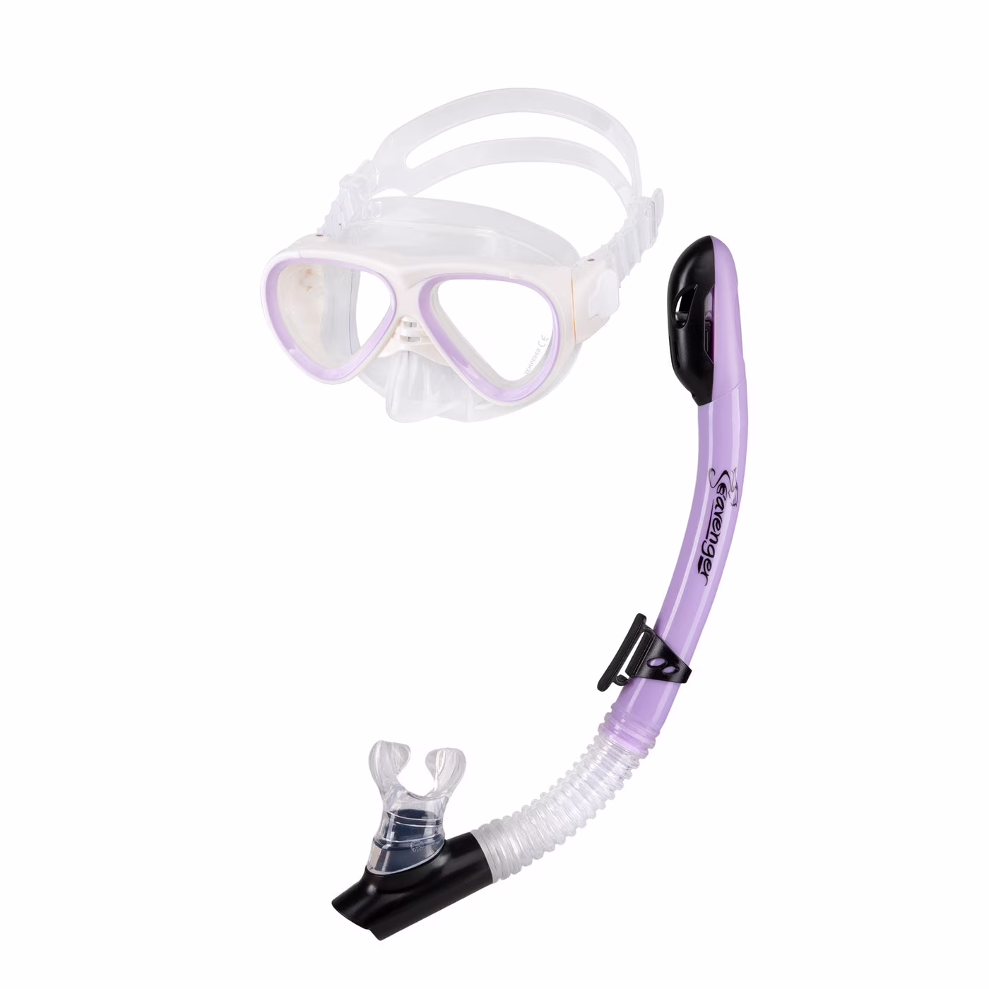 Seavenger Hanalei Anti-Fog Mask, Quick-Dry Bag and Soft Flex Kid Snorkel Set (Soft Lavender)