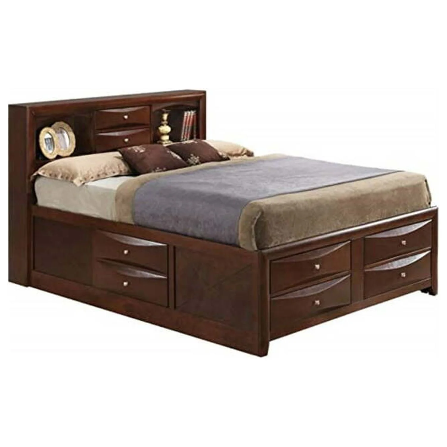 Homestock Beachy Boho G1550G-QSB3 Queen Storage Bed , Cherry