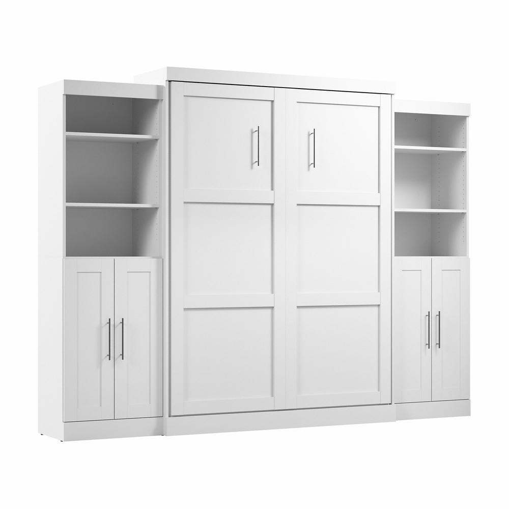 Bestar Pur Queen Murphy Bed with Closet Storage Organizers (115W) in White