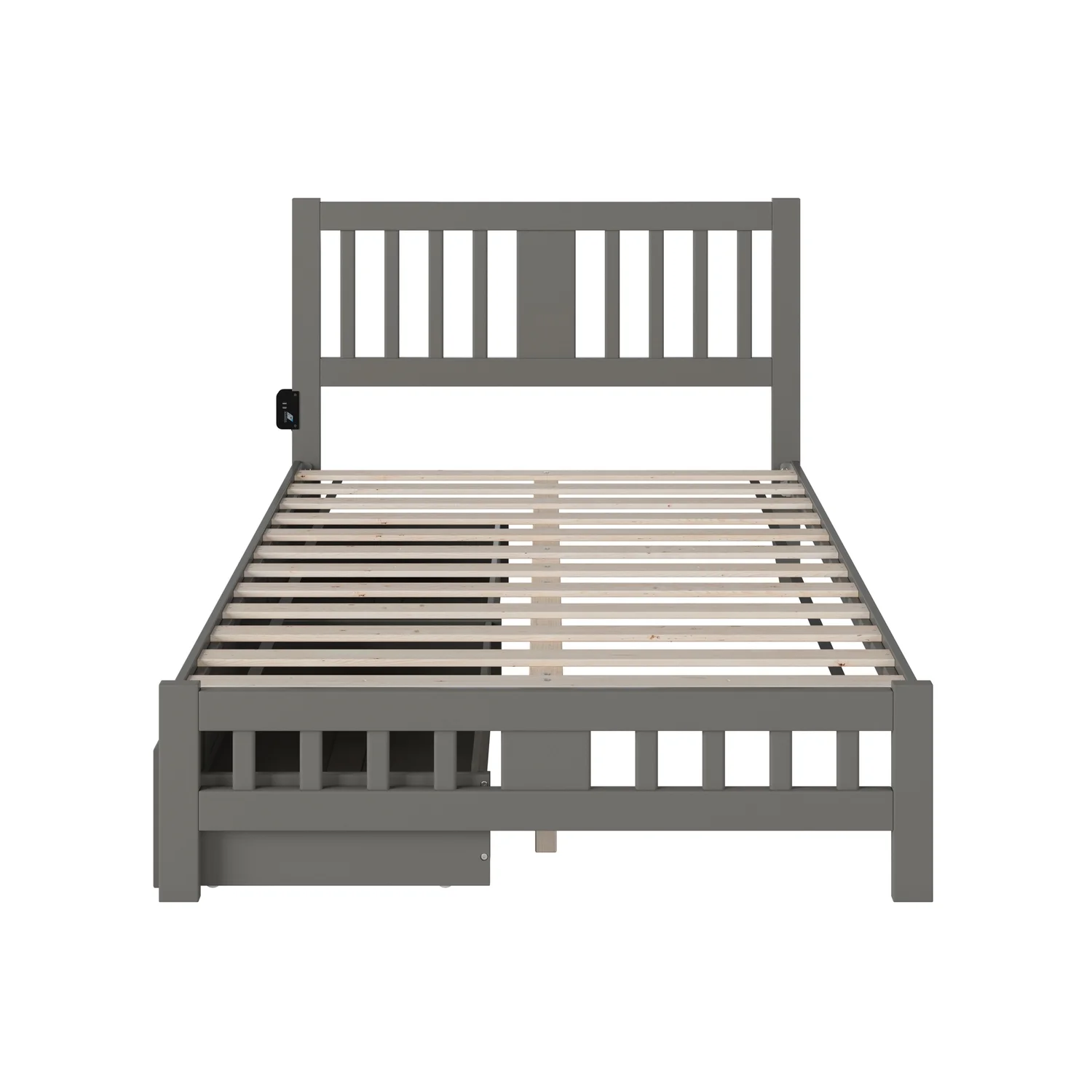 AFI Tahoe Wood Full Bed with Footboard and 2 Drawers in Gray