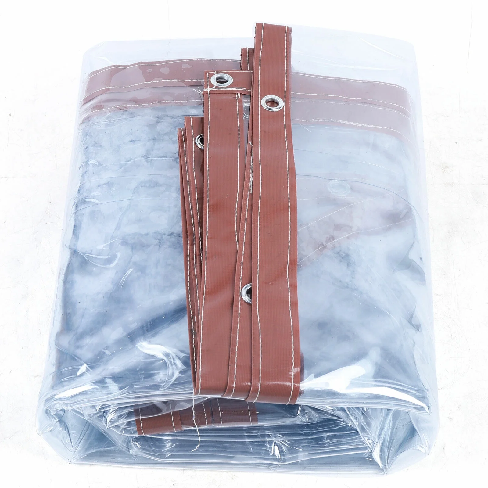 8*16FT Commercial PVC Waterproof Clear Awning Canopy Curtain Enclosure Graden PVC Rainproof Tarpaulin Clear Awning Canopy Agriculture Landscaping Covers Brown PVC Rainproof Tarpaulin Clear