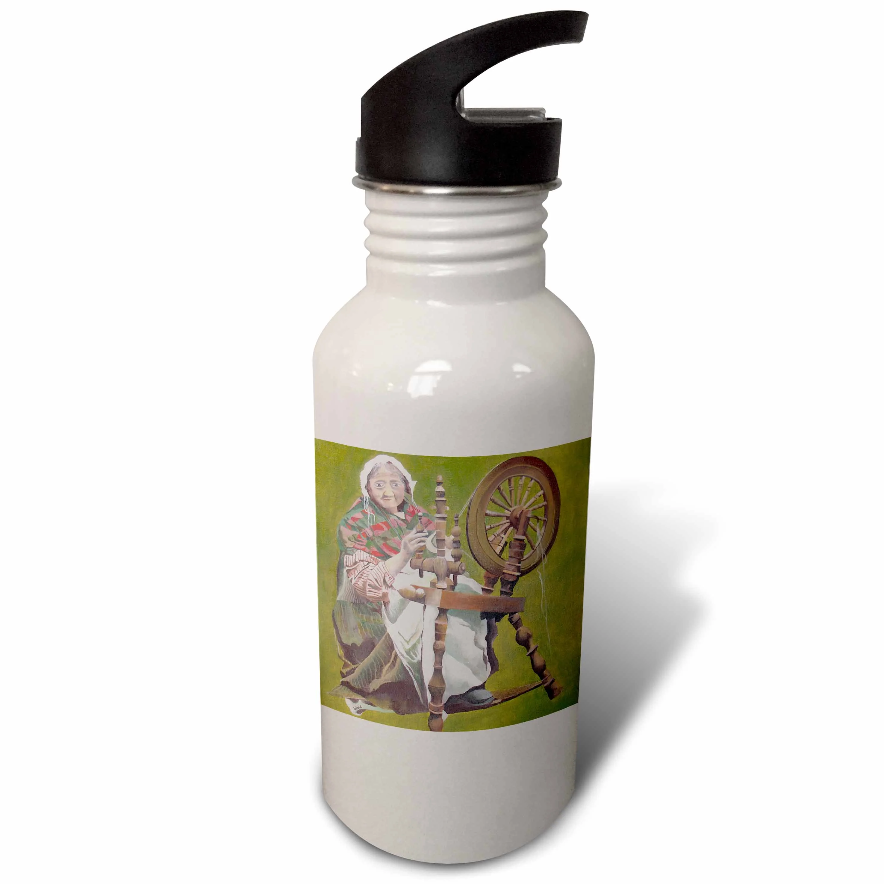 Spinning a Yarn - Spinning Wheel, crafts, green, hobby, ireland, irish, nostalgic 21 oz Sports Water Bottle wb-46659-1