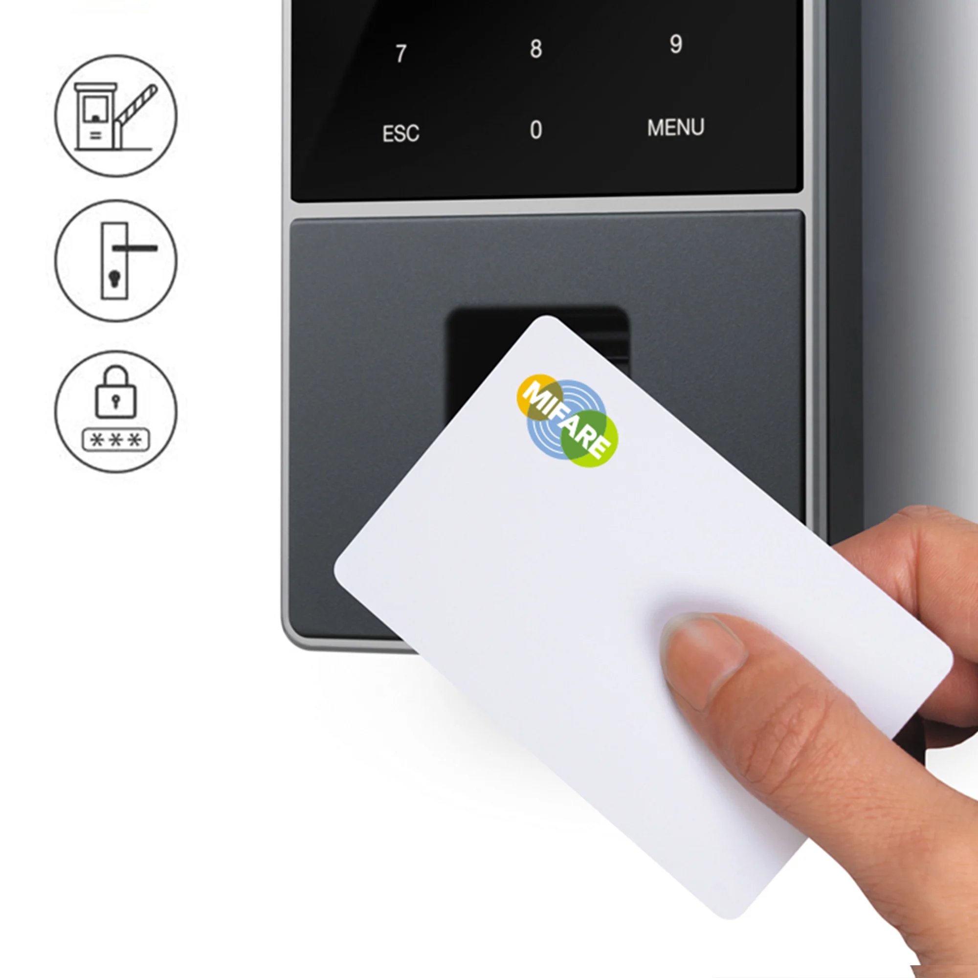 TimeMoto TM-828 SC - Clocking-in System with Fingerprint, MIFARE, DESfire and RFID Reader for Up to 2.000 Users - Including Employee Management Solution