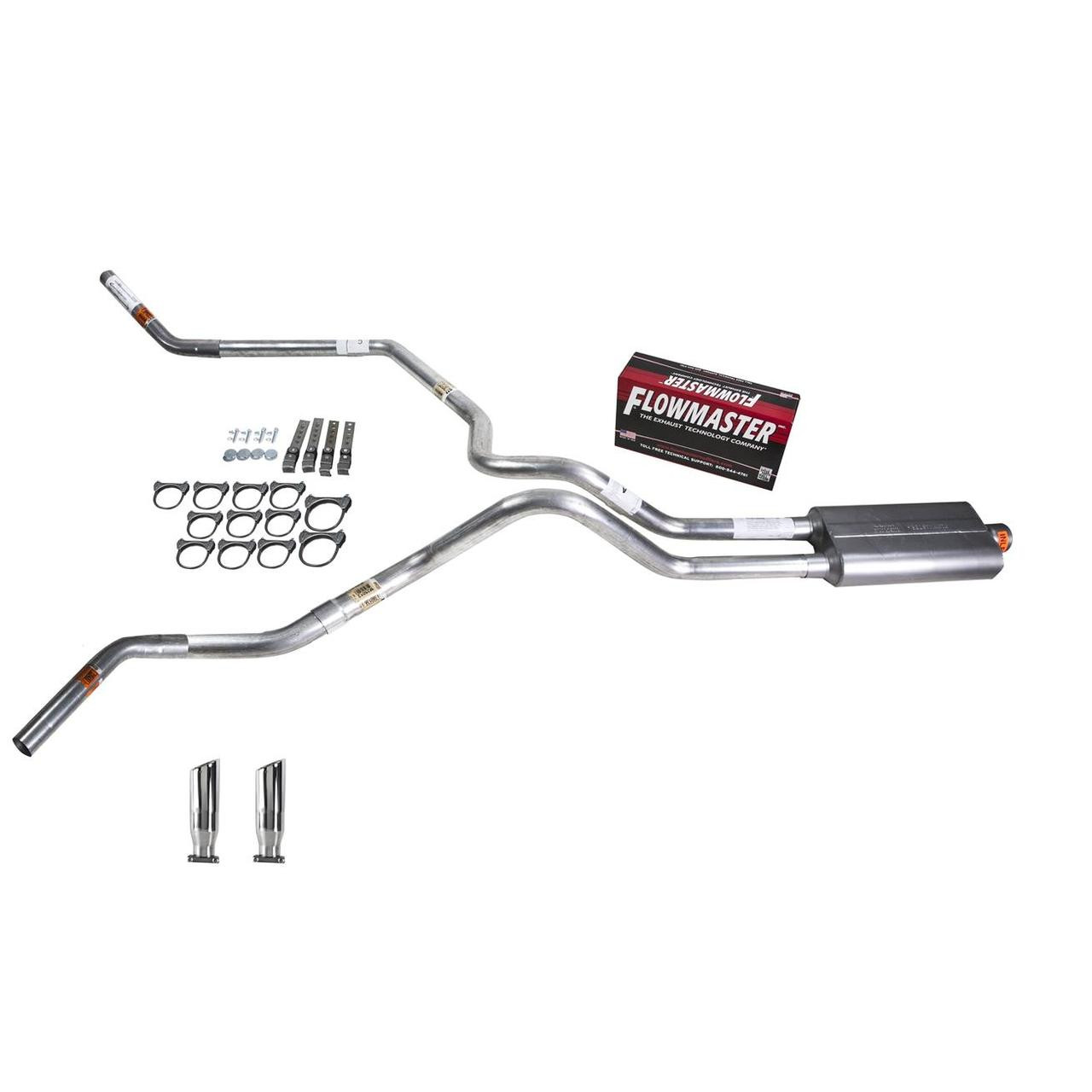 Silverado 96-99 dual exhaust 2.5 MA pipe Flowmaster 50 RC Tip Corner exit