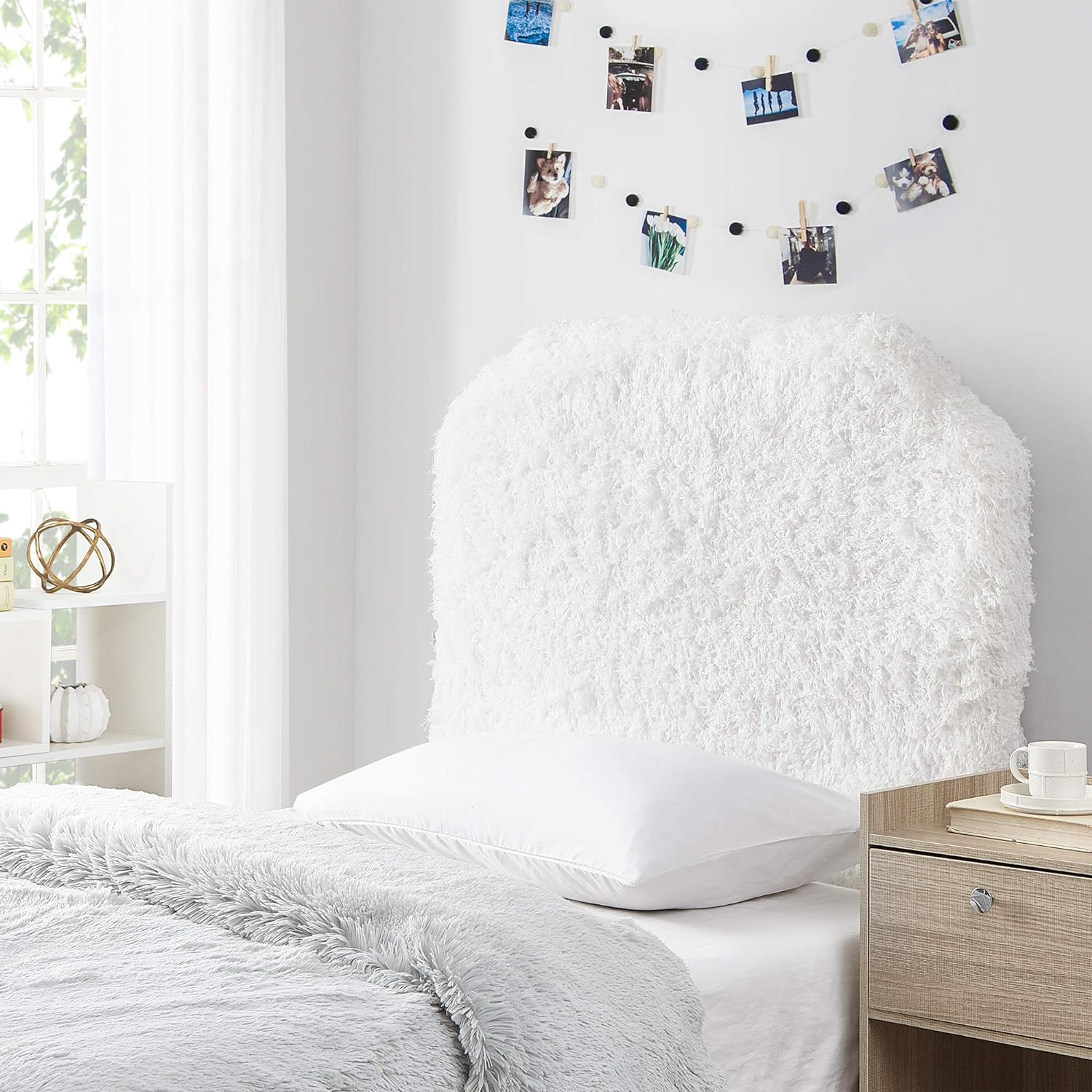 Fluffy Feathers College Headboard - Plush Texture White