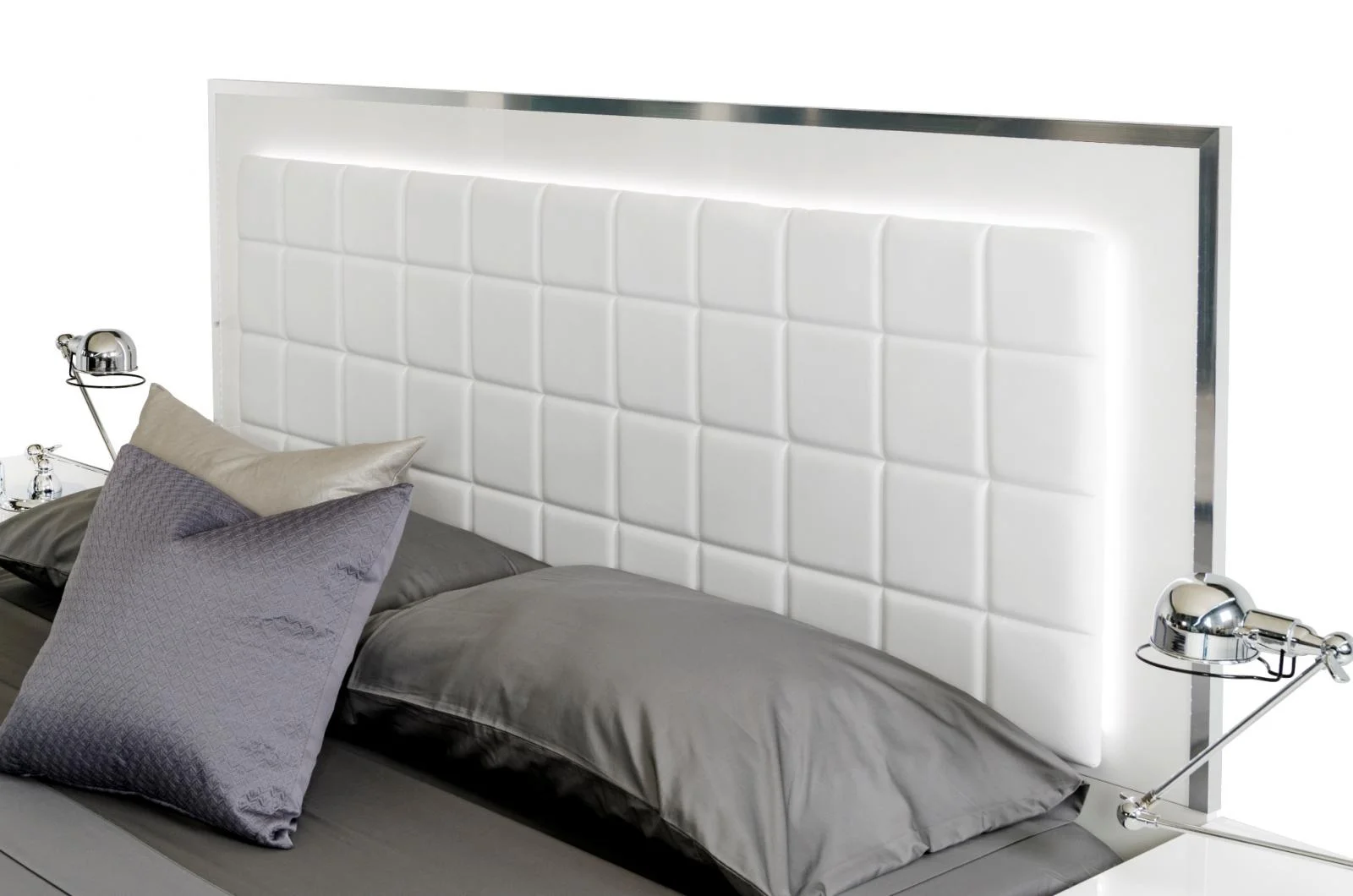White Glossy Finish King Platform Bed Made In Italy VIG Modrest San Marino