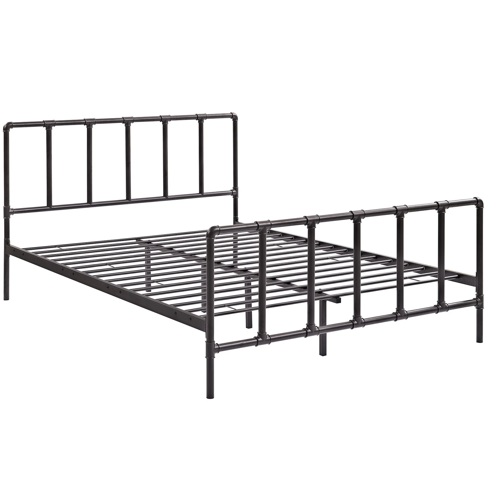 Modway Dower Queen Stainless Steel Bed in Brown